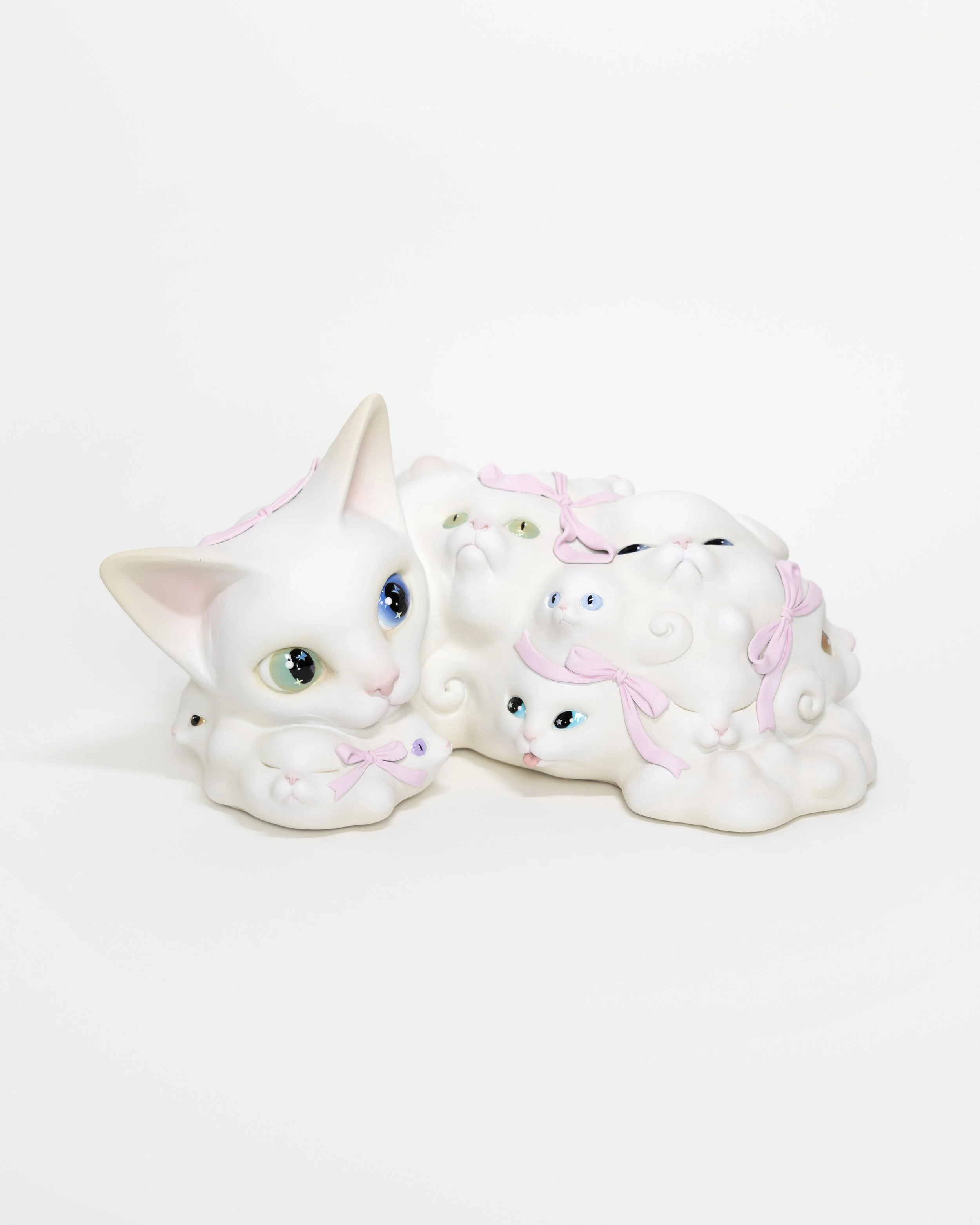 CAT CLOUD. Epoxy clay, acrylic paint. Approx. 12 × 8 × 8 in (L × W × H)