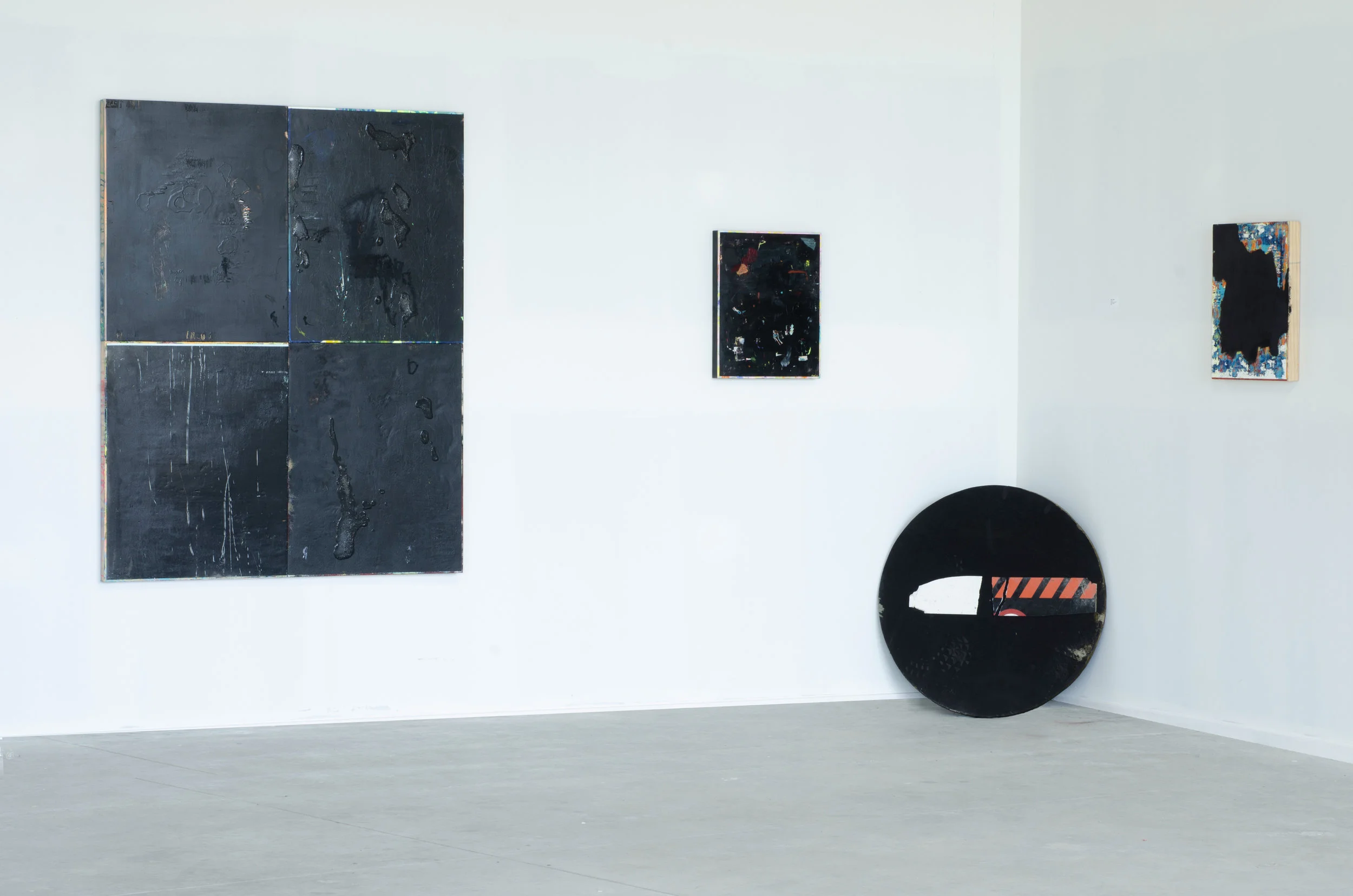 Installation View. L - R Untitled (2019), Untitled (Stuff) (2019), Parable (2019), Hudson (2017)
