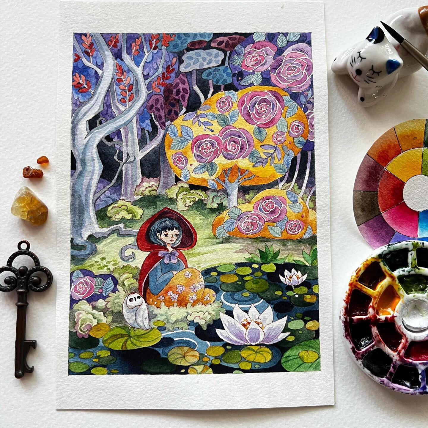 A fairy tale for todays @everydayorig ❤️

I hope that you are doing well, and that you are able to take time this weekend to do something that brings you joy 😊

#fairytale #redridinghood #forest #sarasotaartist #watercolorpainting #minipalette #owl