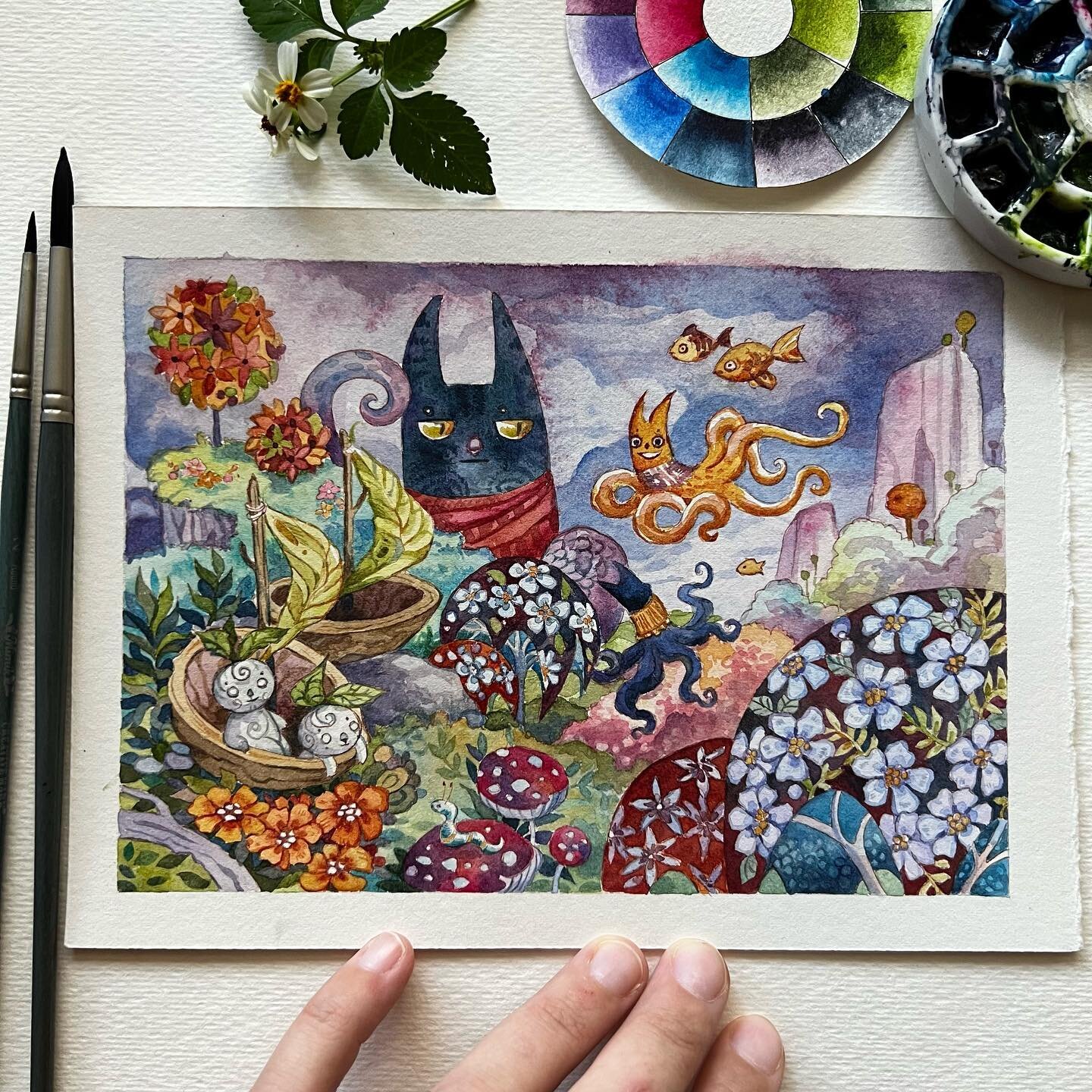 Sometimes I really wish I could go to where these guys live! 😊 I hope that you have a lovely day.

#escape #watercolor #minipalette #paintingmakesmehappy