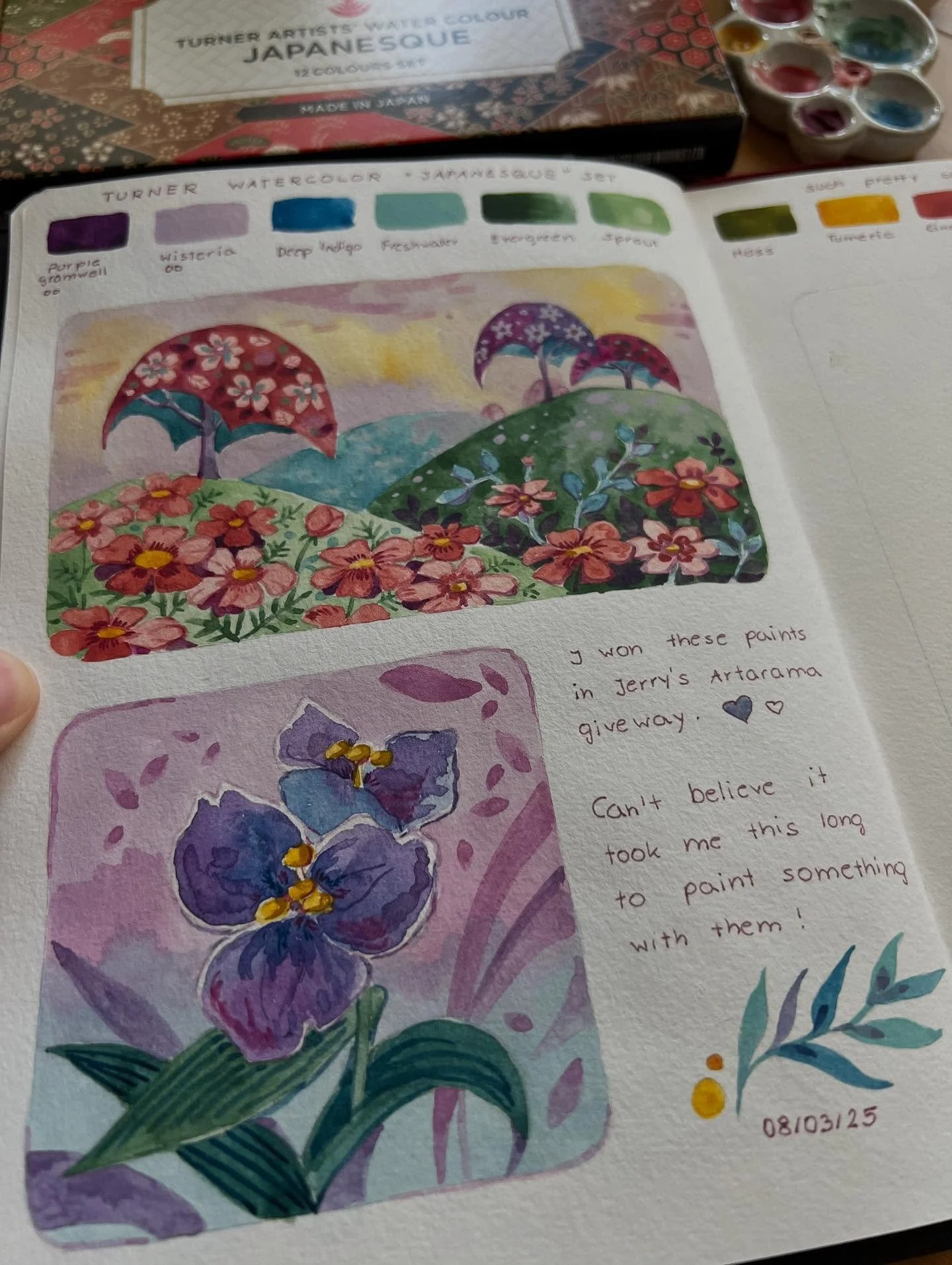 Another page from my art journal.  I feel like time is slipping through my fingers! I definitely want to make more paintings with these ❤️

@jerrysartarama #turnerwatercolours