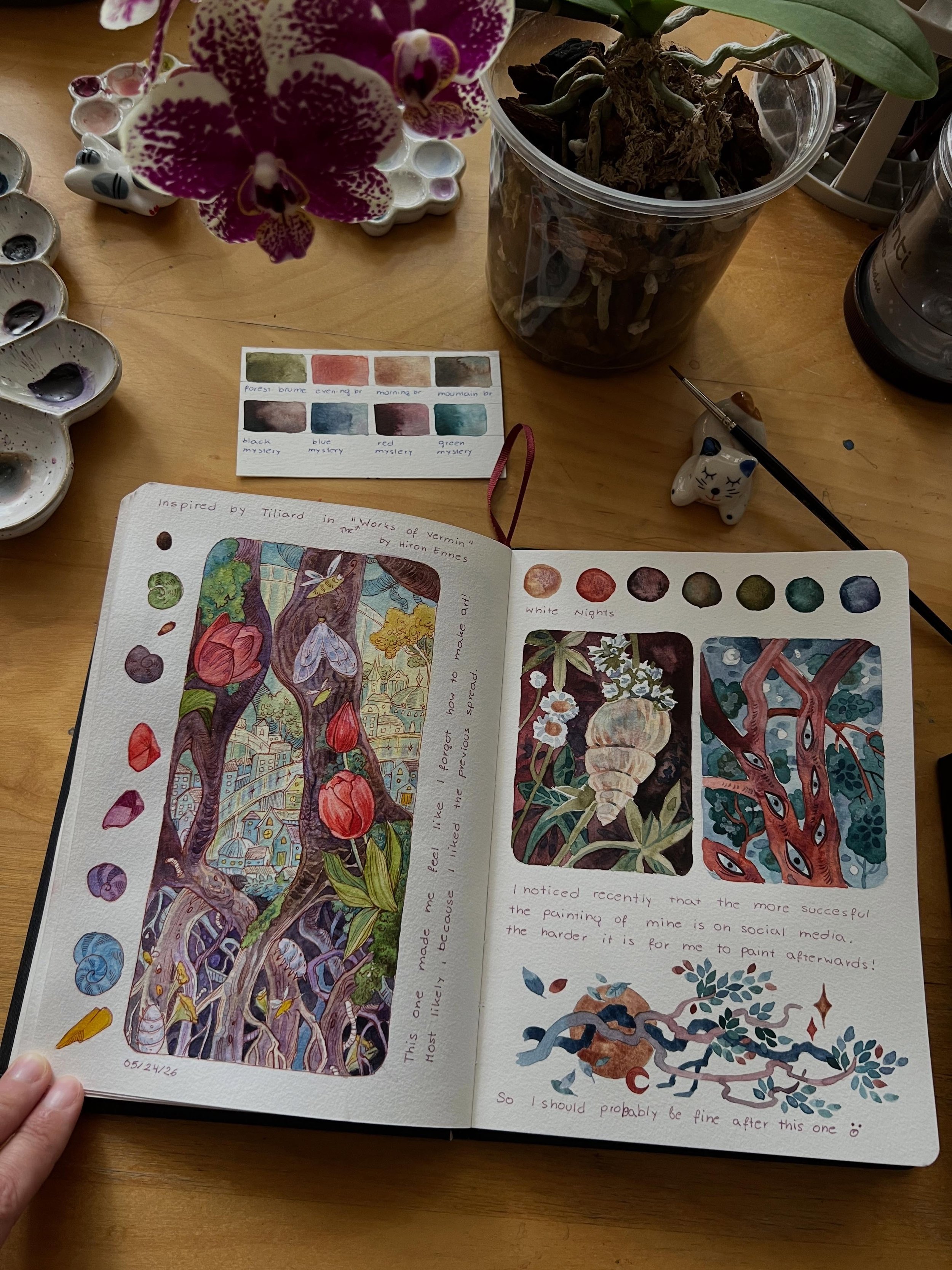 New watercolor journal spread. This one is a little bit weird!