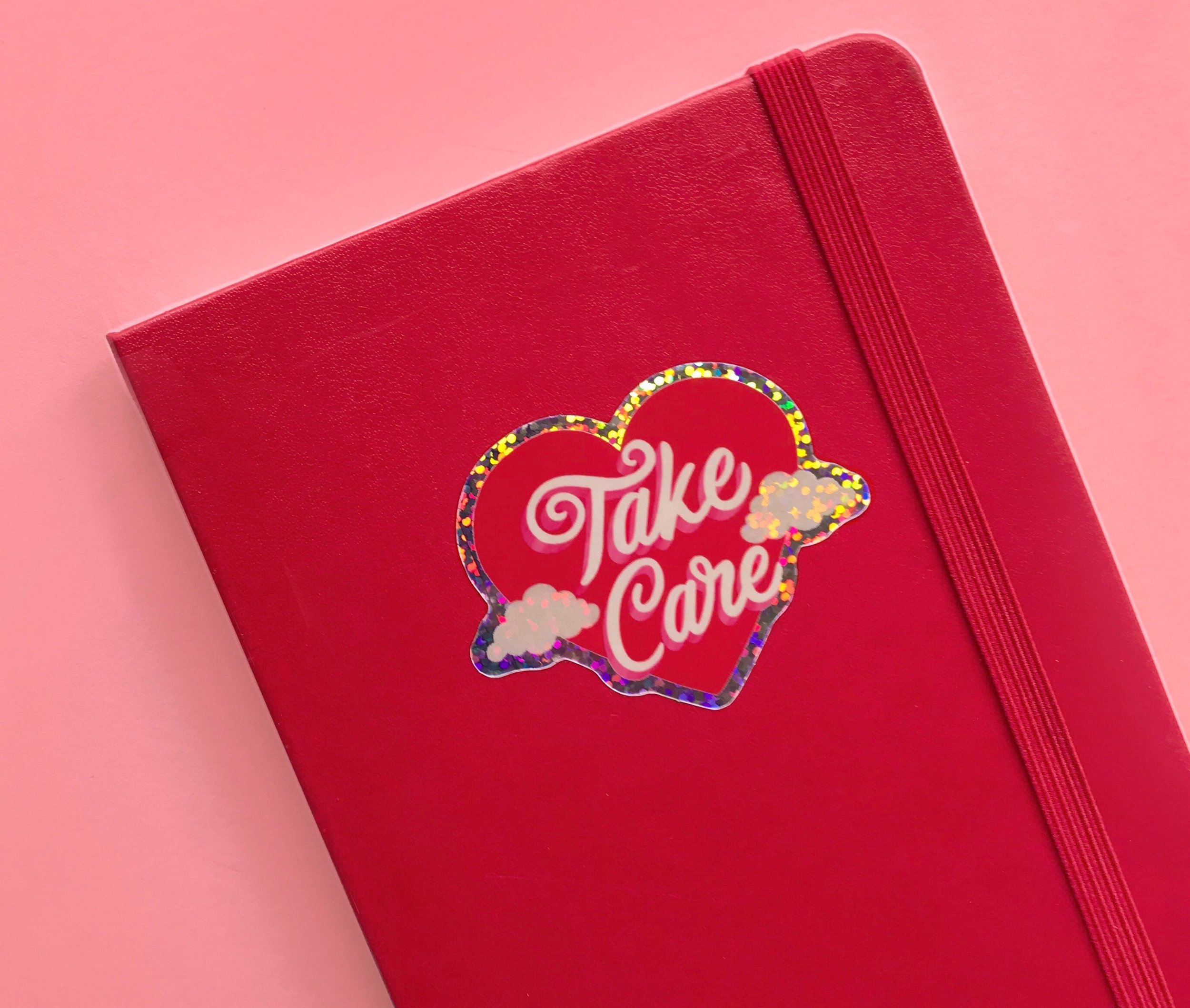 Take Care glitter stickers