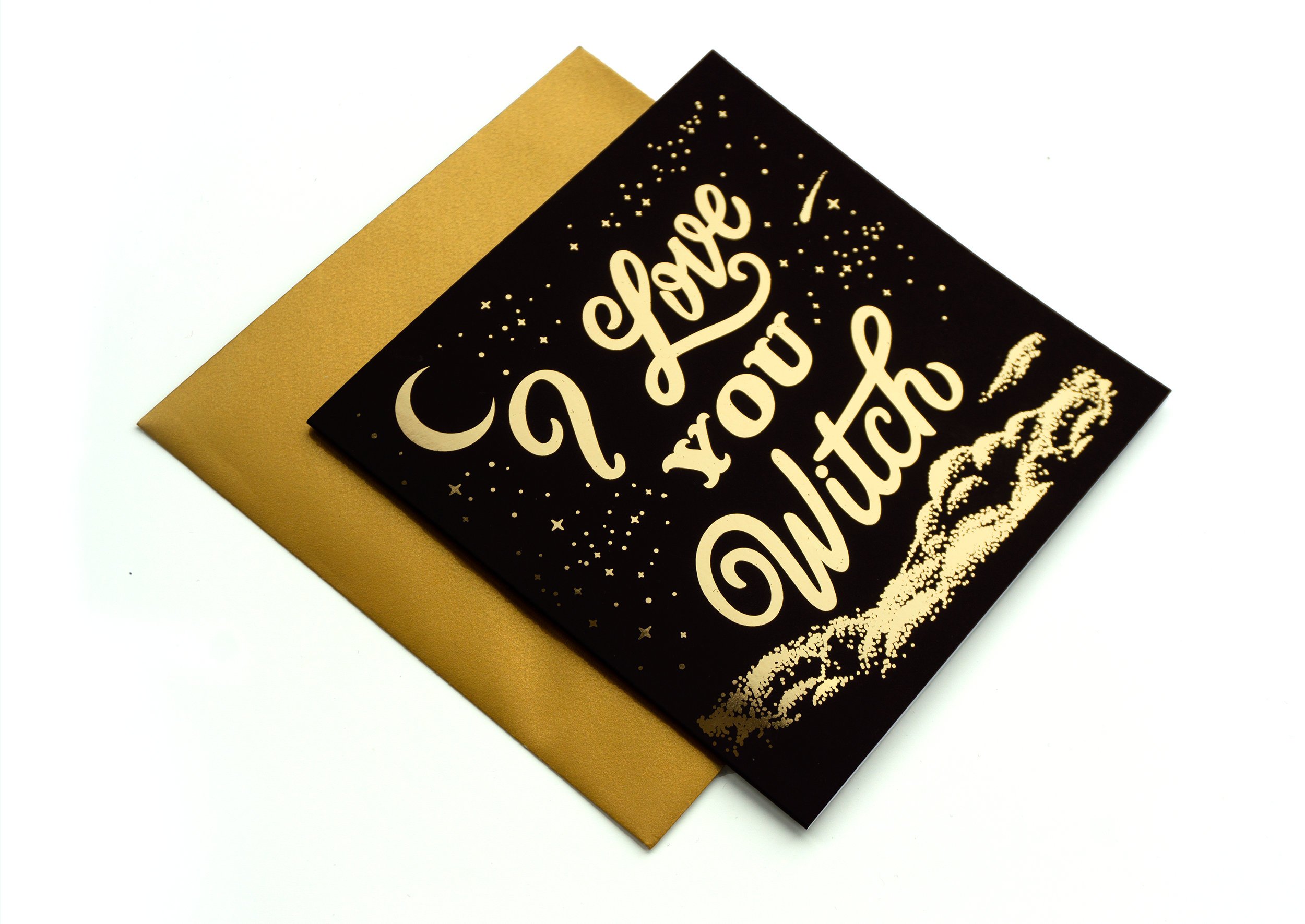I Love You Witch Gold Foil Greeting Card
