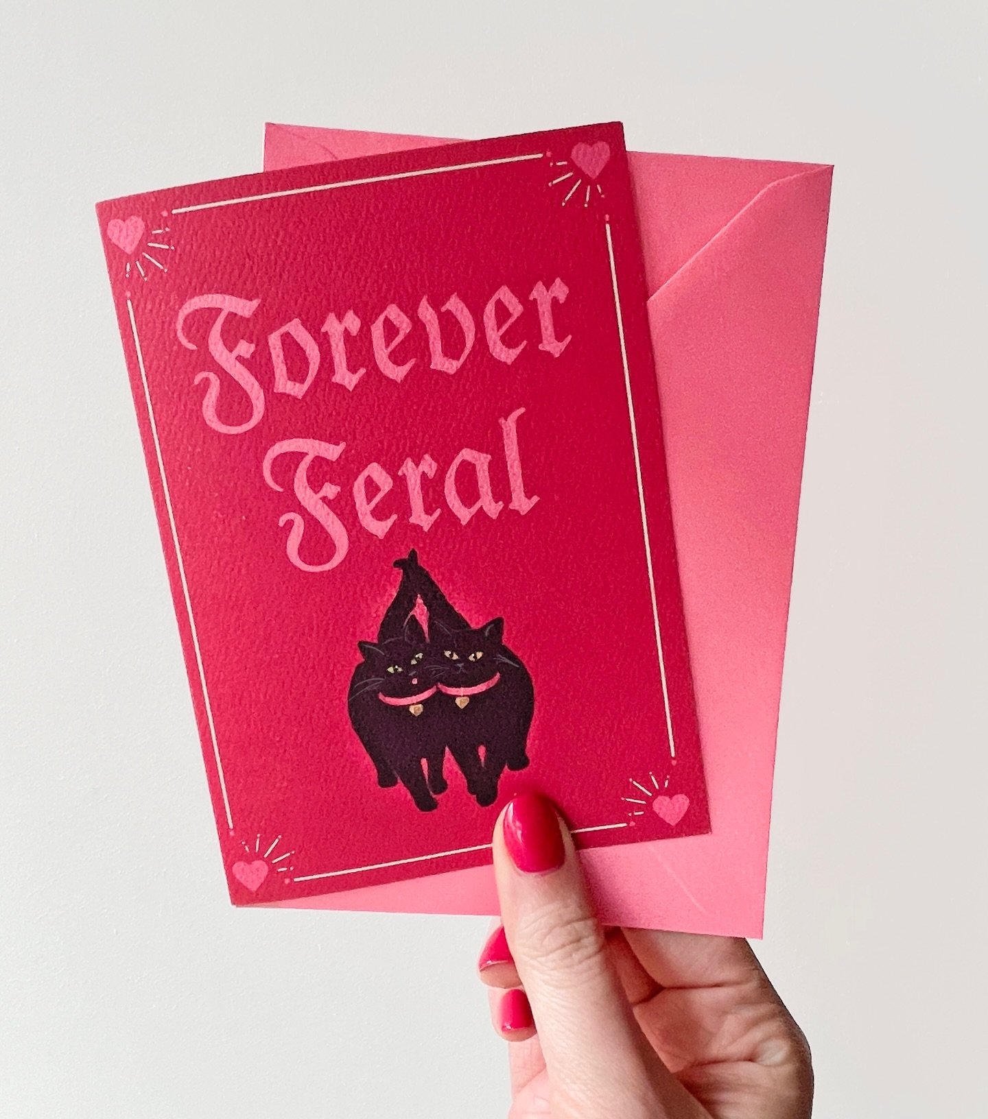 Forever Feral 🐈&zwj;⬛💖🐈&zwj;⬛ This one&rsquo;s for the gals and their besties 💅💖

These new Galentine&rsquo;s Day cards now available on Etsy and my webshop Chubbycherubco.com

Available as singles or value multipacks of 3 or 5 💘

There&rsquo;s
