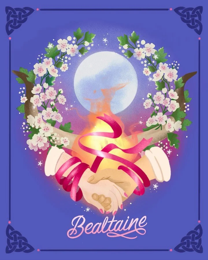 L&aacute; Bealtaine 🤝 Full Flower moon 🌝🔥🌸

Here&rsquo;s a brand new illustration to celebrate!

For those who may not know, Bealtaine is an ancient Irish festival literally meaning &ldquo;mouth of fire&rdquo; and it marks the turning into summer