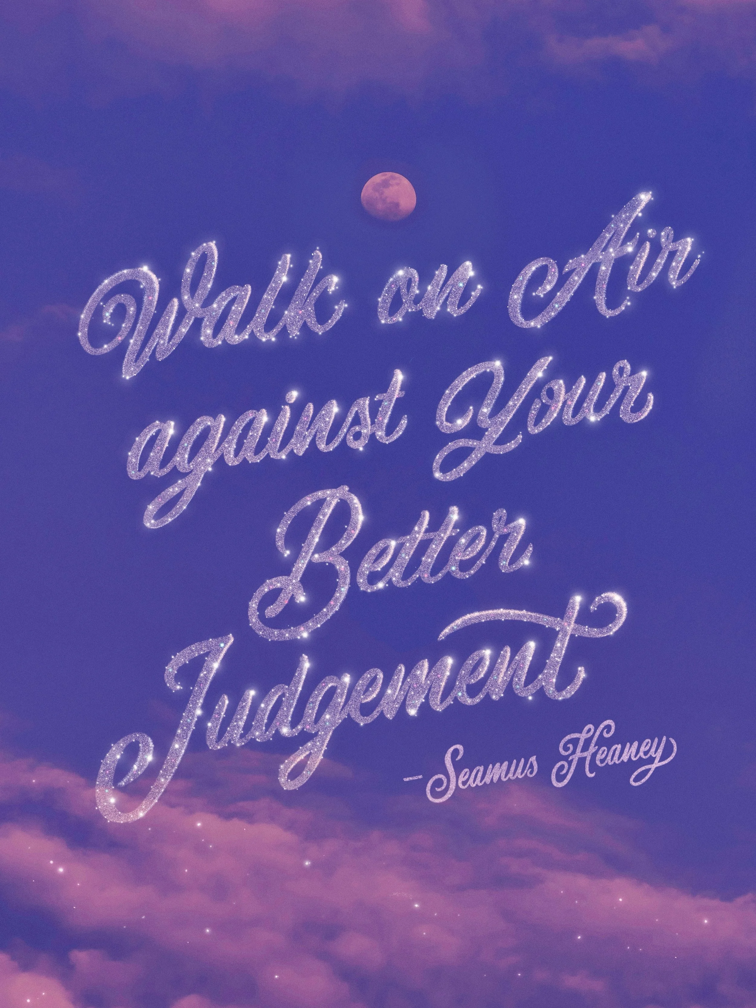 &ldquo;So walk on air against your better judgement, establishing yourself somewhere in between&ldquo;☁️✨

A line from one of my favourite poems &lsquo;The Gravel Walks&lsquo; by Seamus Heaney 

This lettering piece is from two years back but I thoug