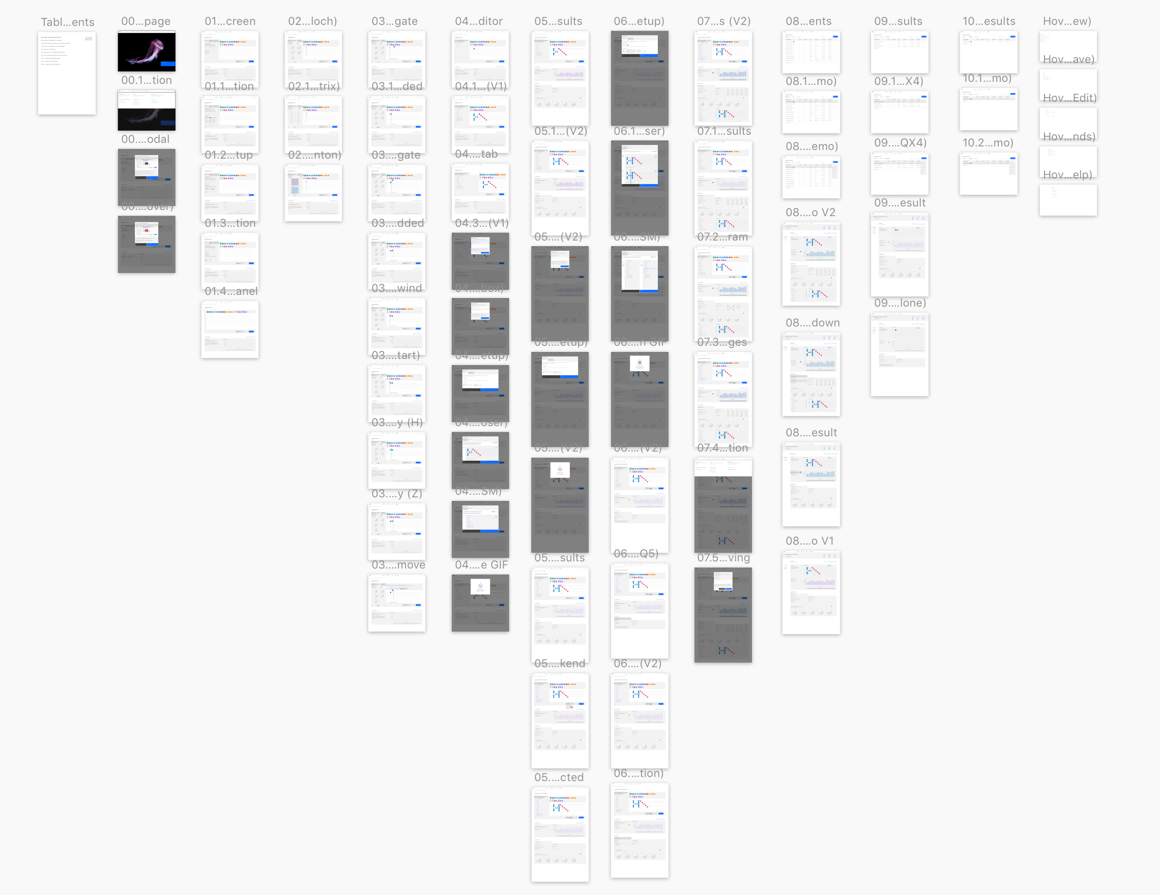 Screens from comprehensive UX prototype