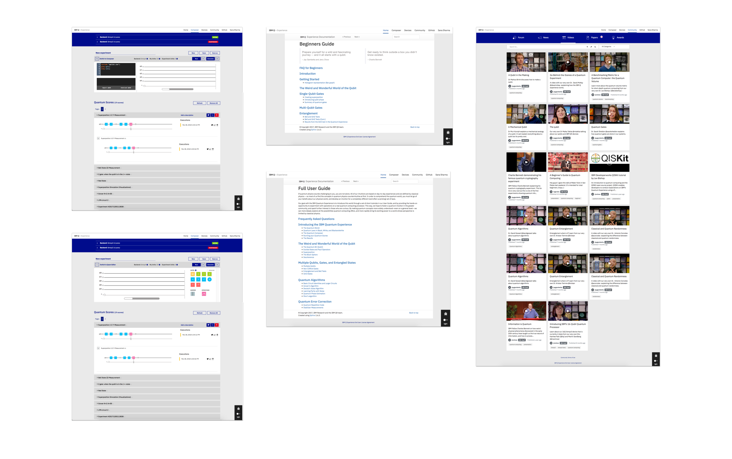 User Guides, Composer, and Video Library found on the old IBM Quantum Experience website.