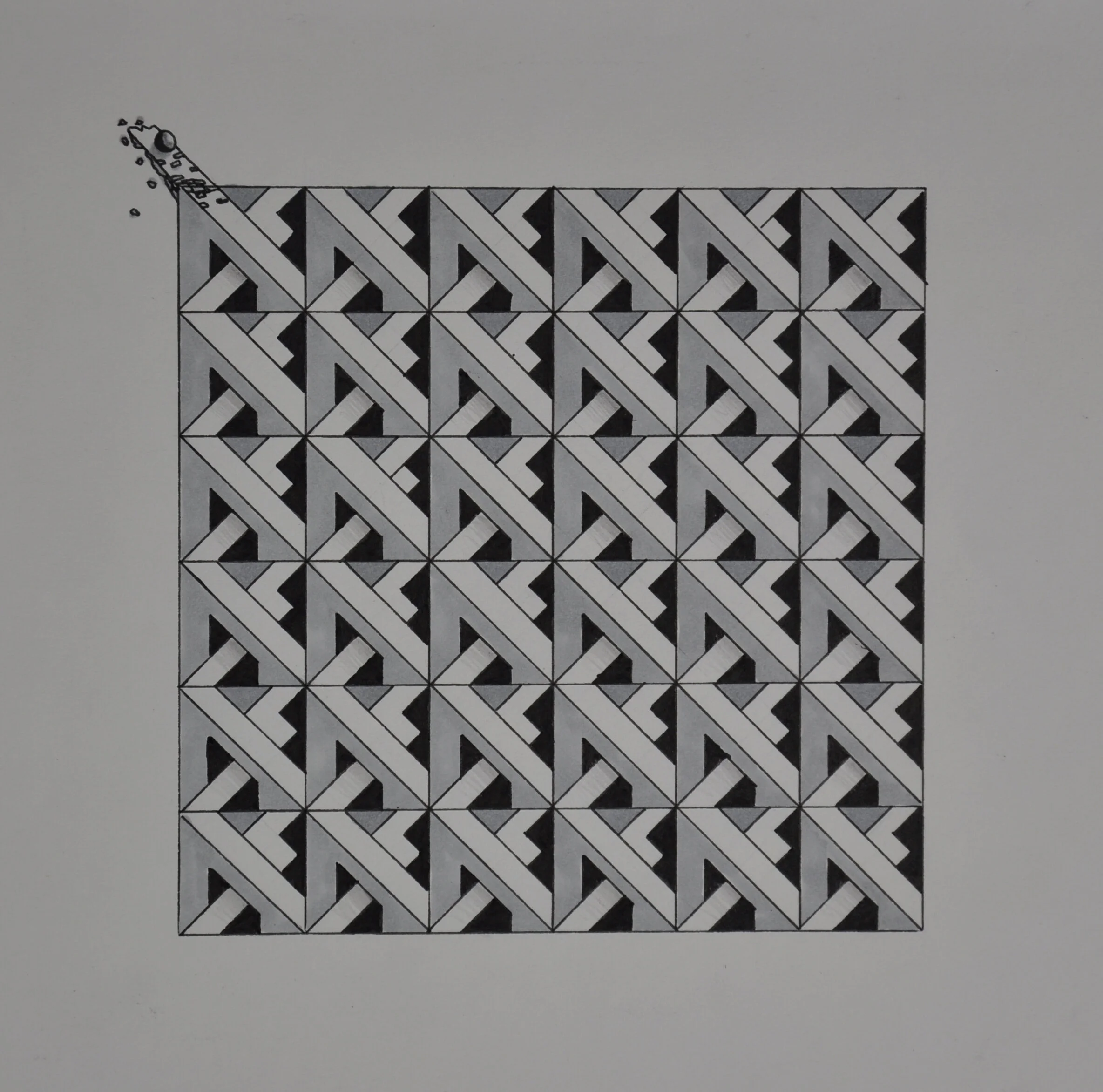  8.5”W x 11”H  Pencil and marker on paper  