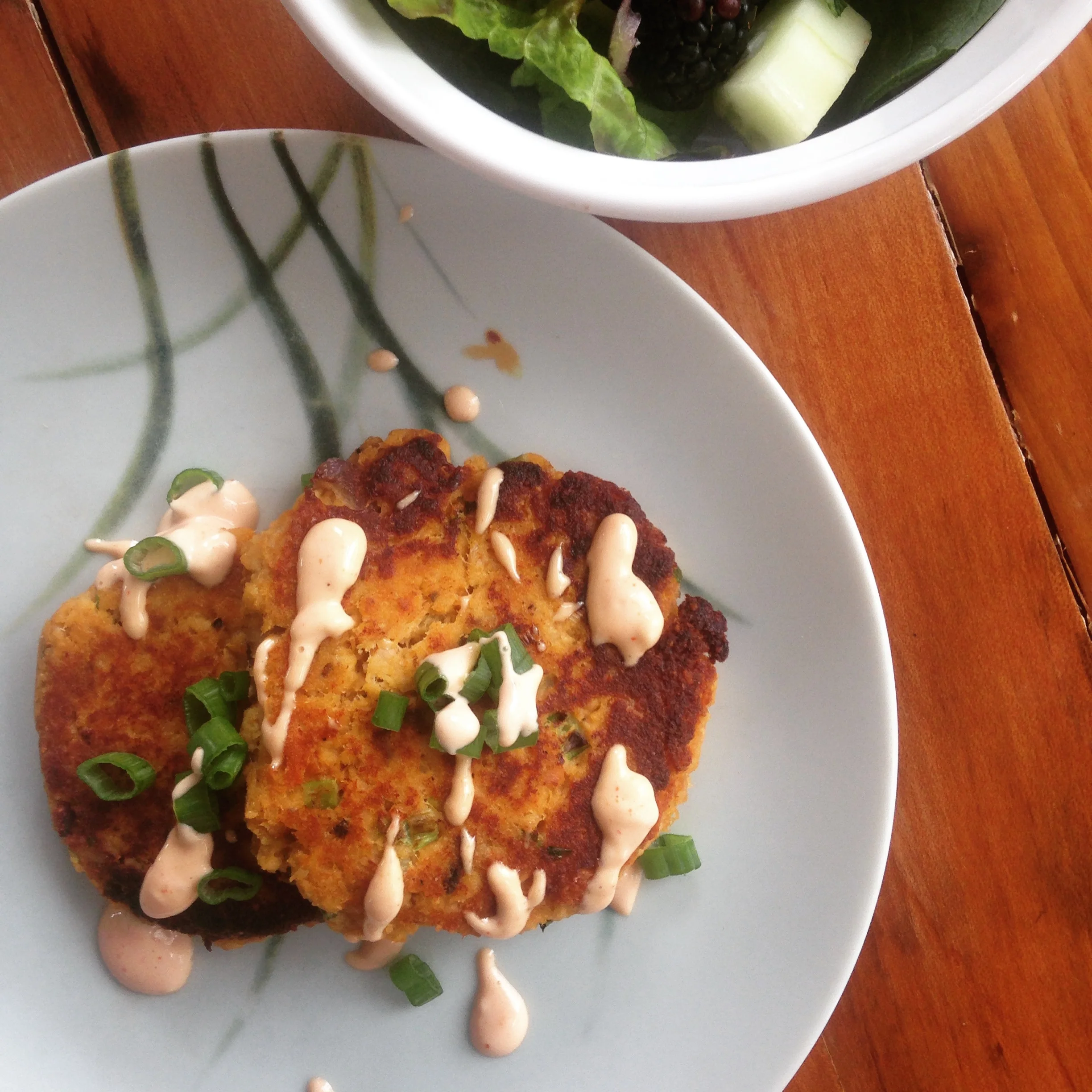 Sweet Potato Salmon Cakes with Spicy Mayo