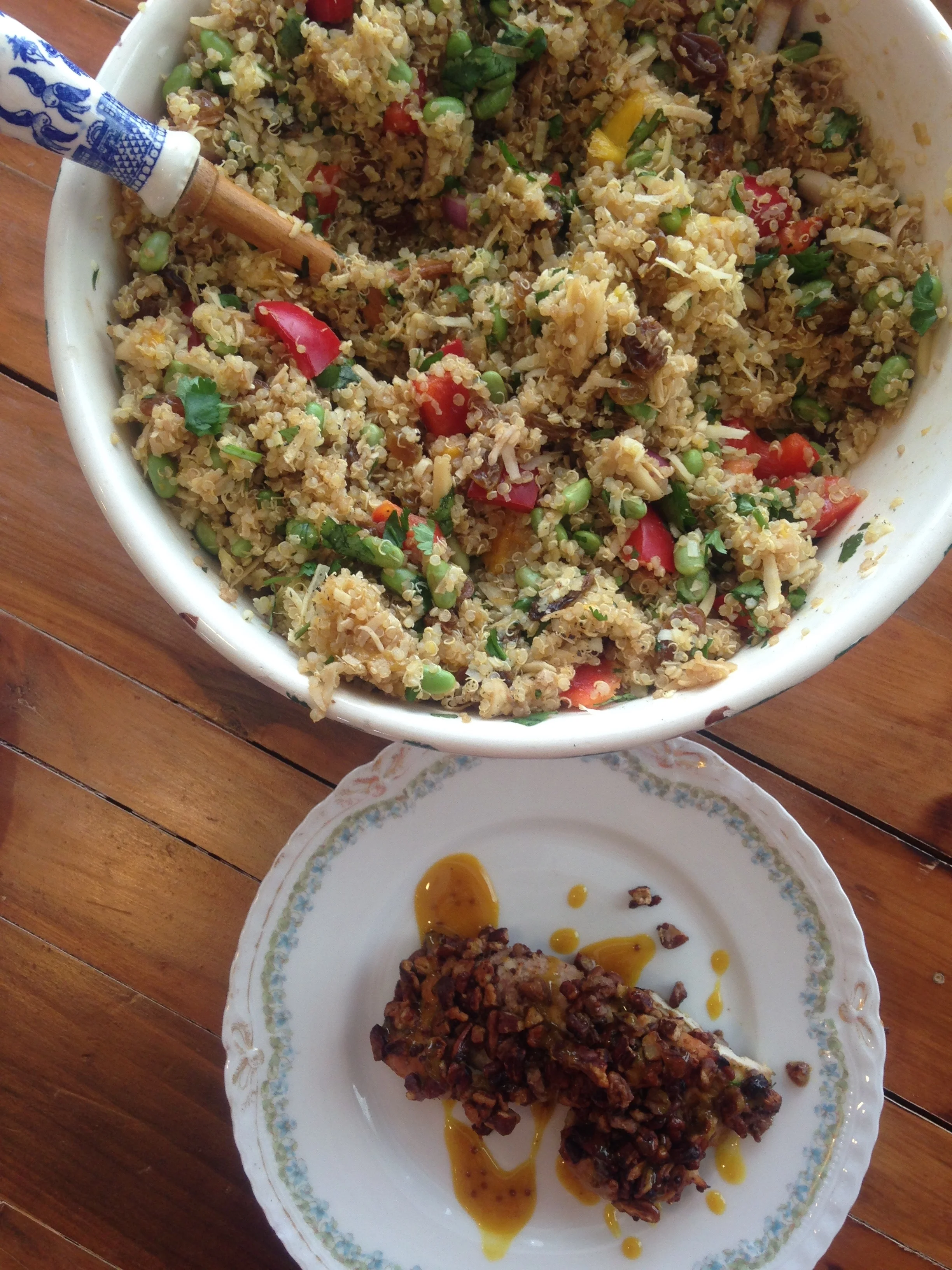 California Quinoa Salad & Pecan Encrusted Chicken Tenders