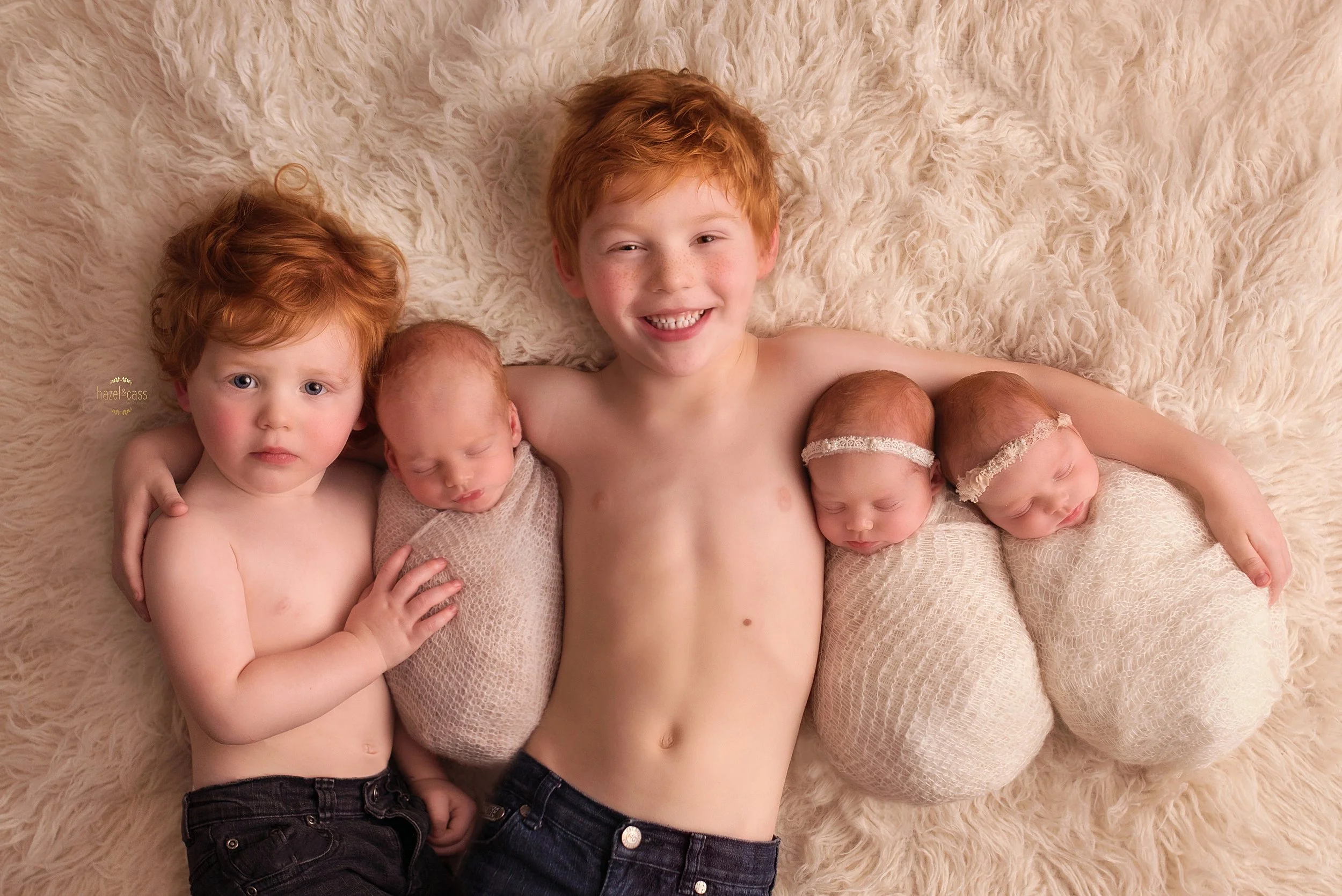 Archy (22 months), Toby, Olly (5 years), Macy & Sadie