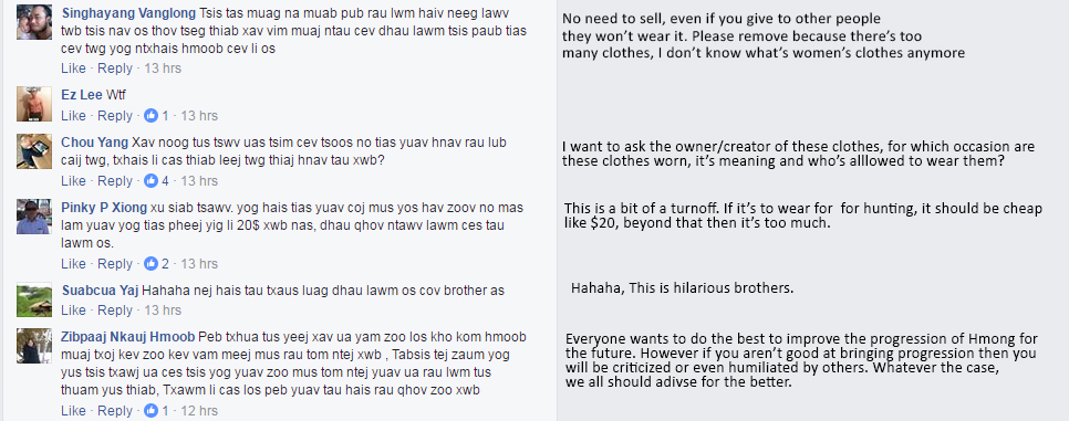 Translated into English with my limited hmong language knowledge, may not be the most accurate. 