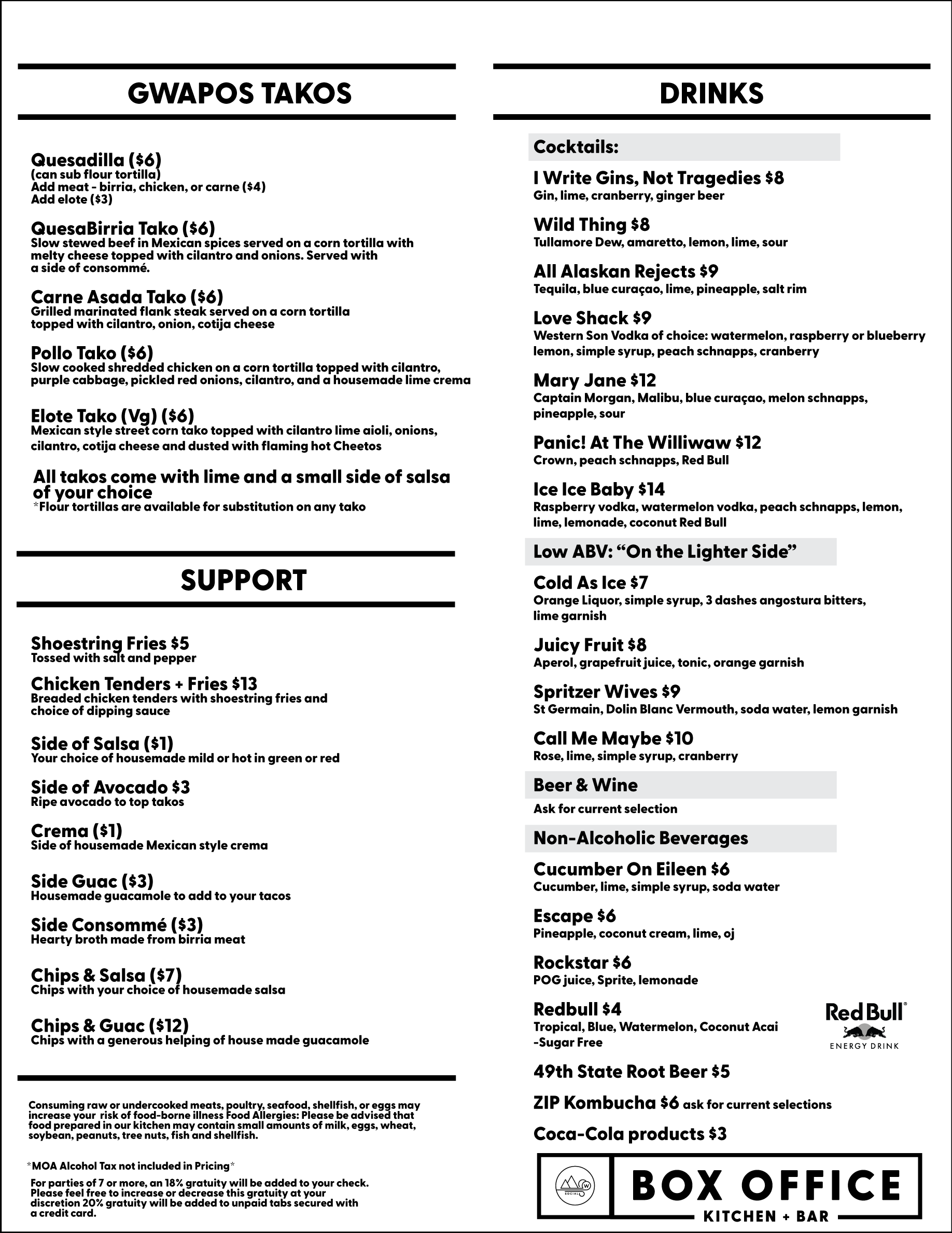 boX OFFICE — Williwaw Social