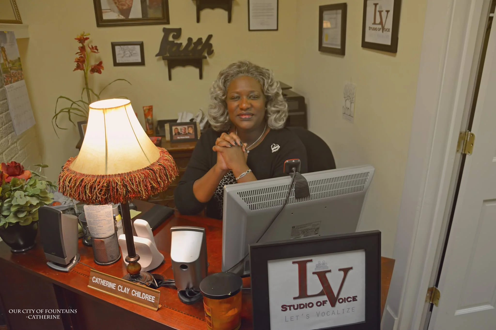 "My name is Cathrine Childree, formerly Catherine Clay and I am the owner and vocal coach at Lets Vocalize. Training Choirs, Groups & Soloists, Columbus GA which is a local studio voice I've owned and operated for about ten years I've been in business...at least licensed in business. I've trained vocals and worked with groups and choirs, ensembles and worship teams and soloists now for probably ov er thirty six years. I started working with choirs and training choirs since I was eighteen. I started directing choirs when I was sixteen. As I got older it became so much more of a passion because I am a soloist and a former recording artist myself. I've done some recordings and have done some things and have worked with other artists to help them get established, so music has always been a passion of mine. At the age of fifteen and sixteen I was trained to sing Opera, classical music. I was training in foreign languages and I used to sing in these high balconies in these cathedrals...singing Italian, German and French and all types...so that ignited that in me to be versatile with my teaching right now. I teach all've my students to not lock themselves in a box with just one genre of music, because when you do that, you lock out a large audience that can actually experience the wonder of your gift. There were churches that would always tell me that they were having problems with their choirs and I'd say, 'I can get your choir to sing.' And they would say, 'Nooo.' And I would say, 'Yeah! Let me come into one of your rehearsals I guarantee to make a difference. I would drive for two to three hours to some of these places...some of these places were out in the boonies deep in the country...I would go in there in one rehearsal...and after that one rehearsal...everybody's singing three part harmony. I have a crazy ear. I teach without using the music, I hear all the parts in my head. I teach the alto, tenor and soprano part, we put them all together then we add the music. The choir director would be crying and he'd say....'We have never sounded like this.' That's what started my workshops."