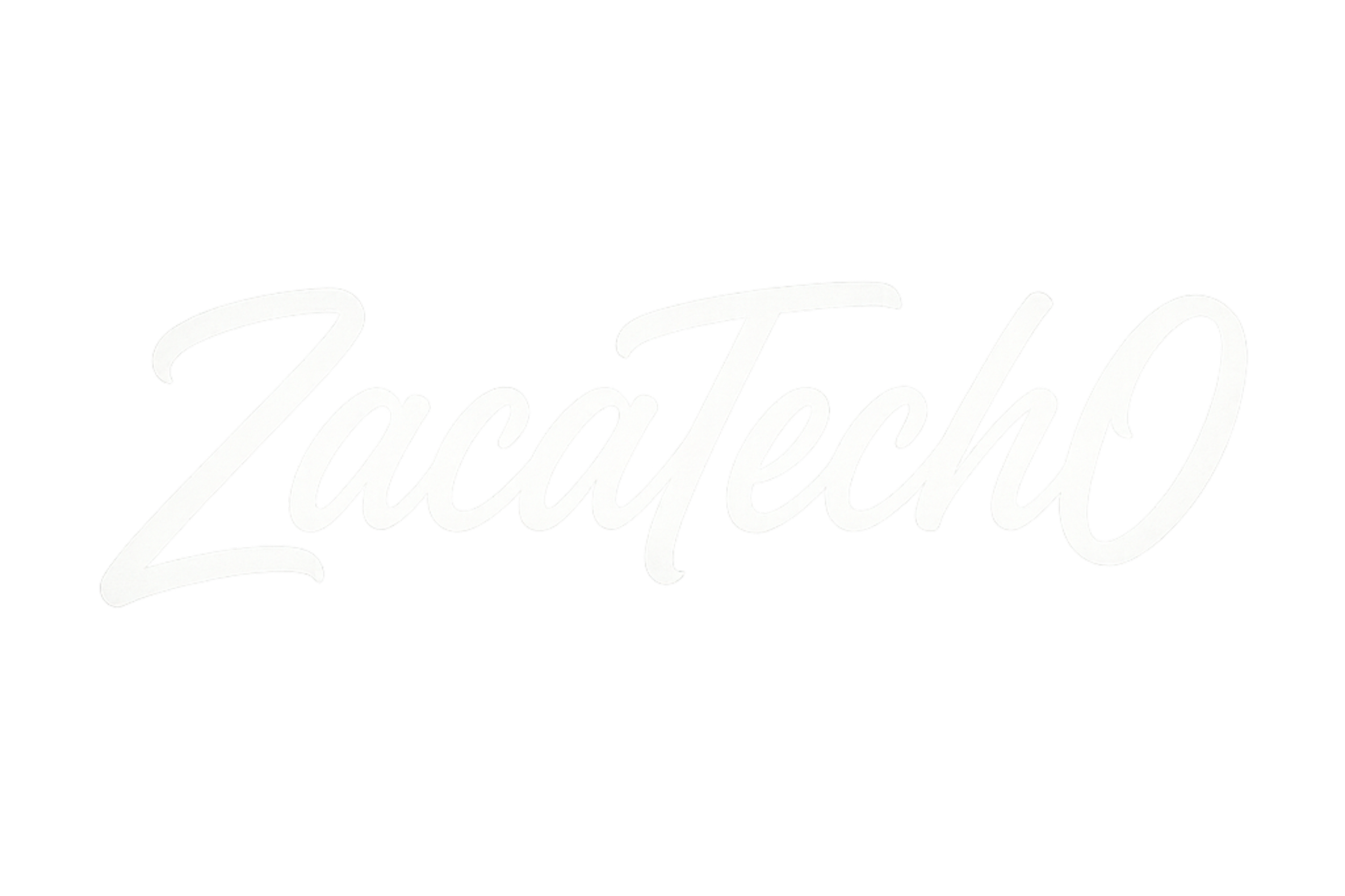 White cursive text on black background that reads ZacaTechO