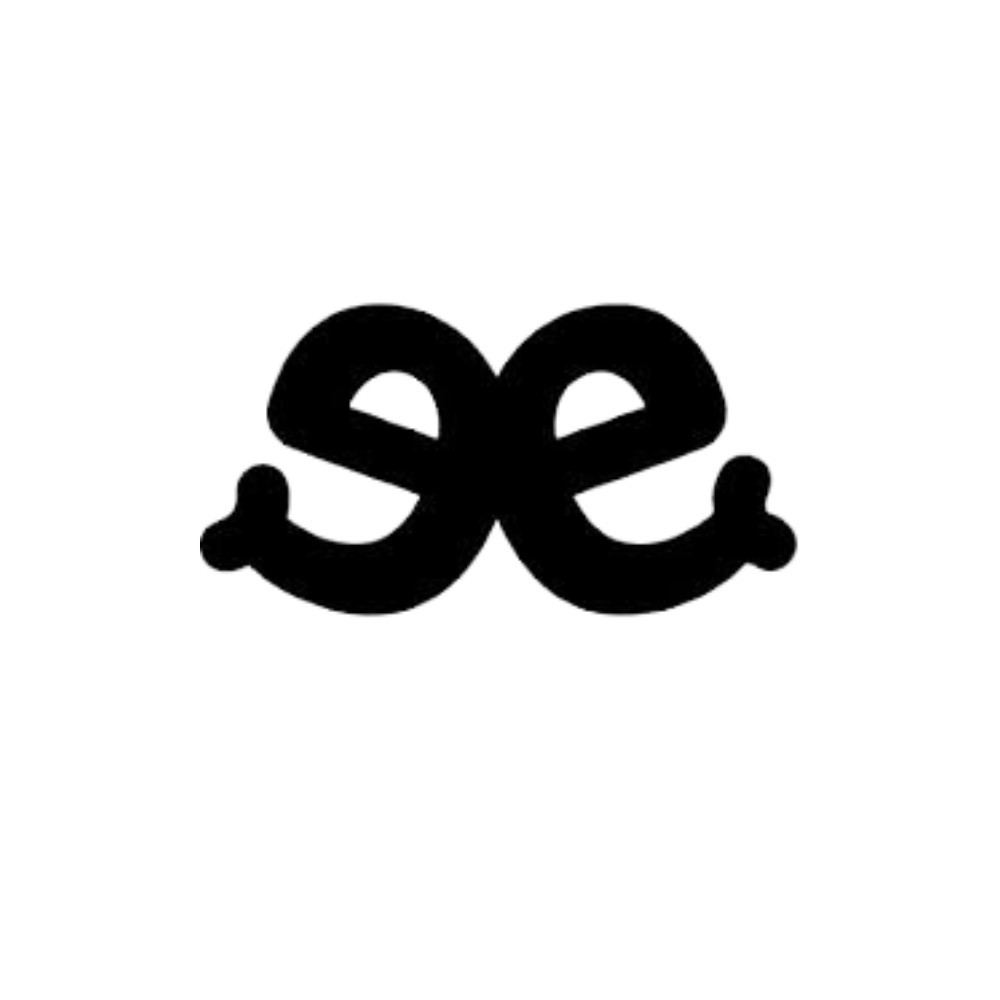 Black outline of a bow tie with a mustache design on a white background.