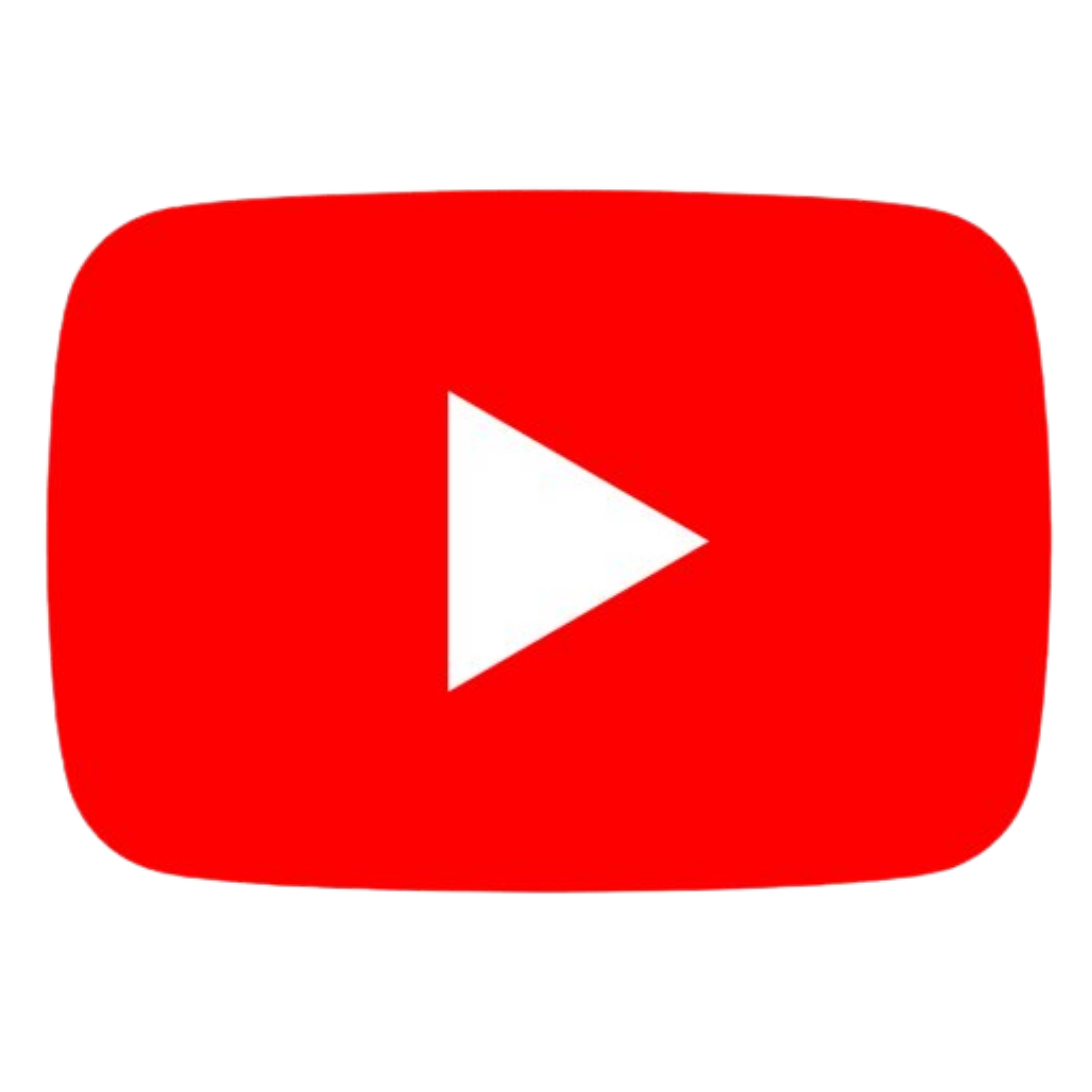 Red play button icon with white triangle in center, on a black background