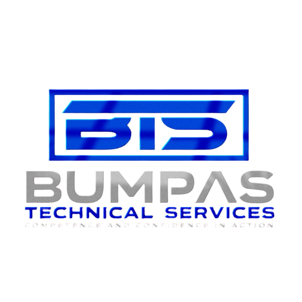 Bumpas Technical Services logo with blue and gray text, slogan reading 'Competence and Confidence in Action'.