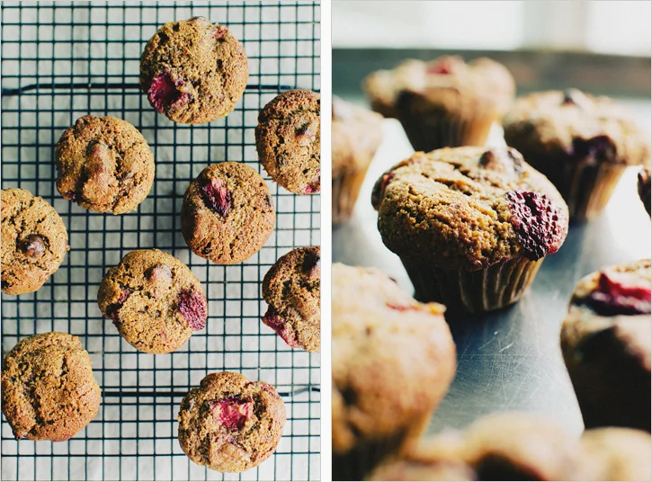 mini roasted strawberry almond meal muffins . sprouted kitchen