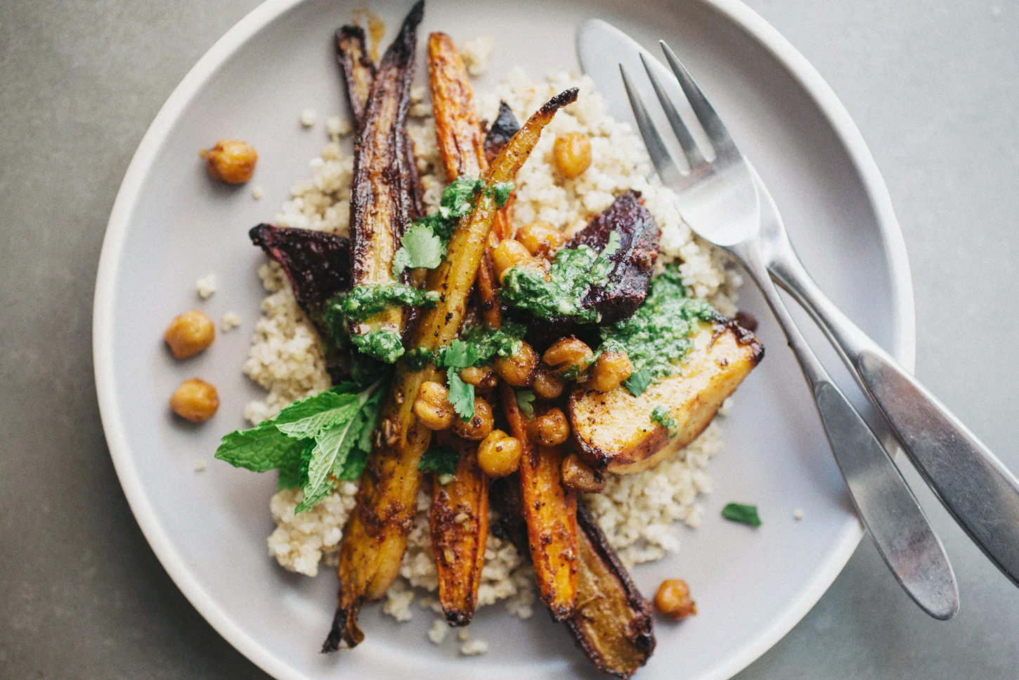 SPICEROASTED VEGETABLES WITH CHICKPEAS + CHERMOULA — Sprouted Kitchen