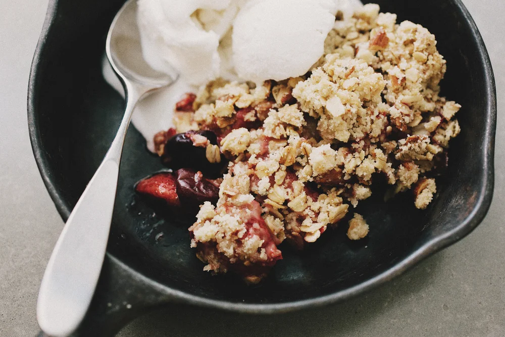MIXED BERRY + RHUBARB CRUMBLE