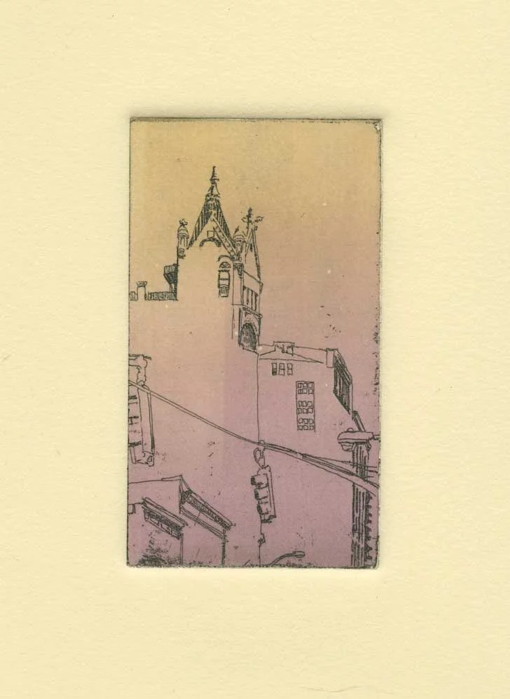 "Drawing on Location, union square No.2" 2015 etching