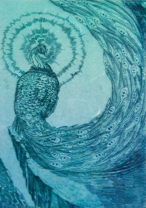 "Bird God, the god of beauty" 2015 etching