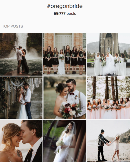 I overhauled Oregon Bride's Instagram strategy and increased monthly branded hashtag use by 400% in one year.