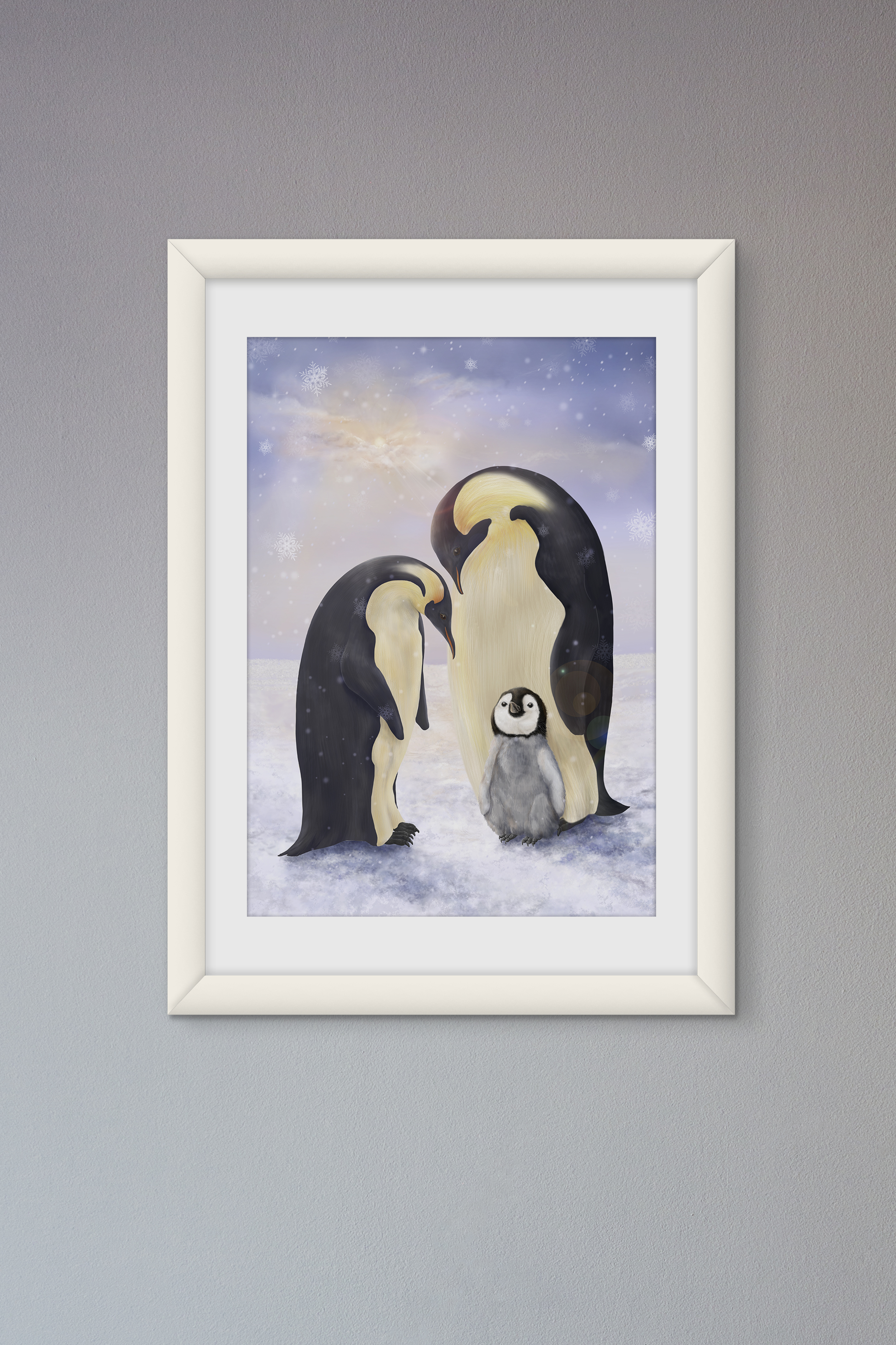 Penguin Family Art Print by Martha Bowyer