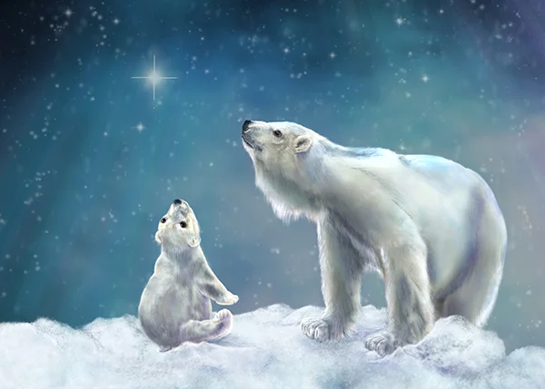 Polar Bears digital illustration by Martha Bowyer