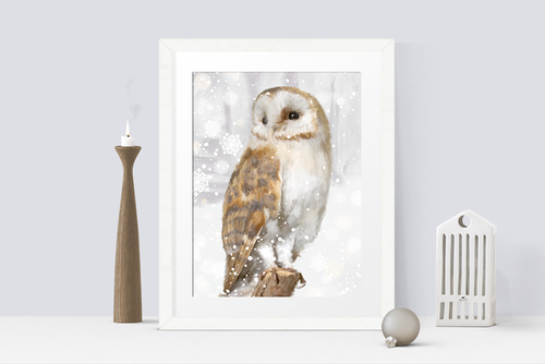 Snowy Barn Owl Fine Art Print — Martha Bowyer Illustration