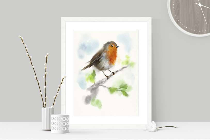 Watercolour Robin Blue Tit Fine Art Print Mockup 1.jpg