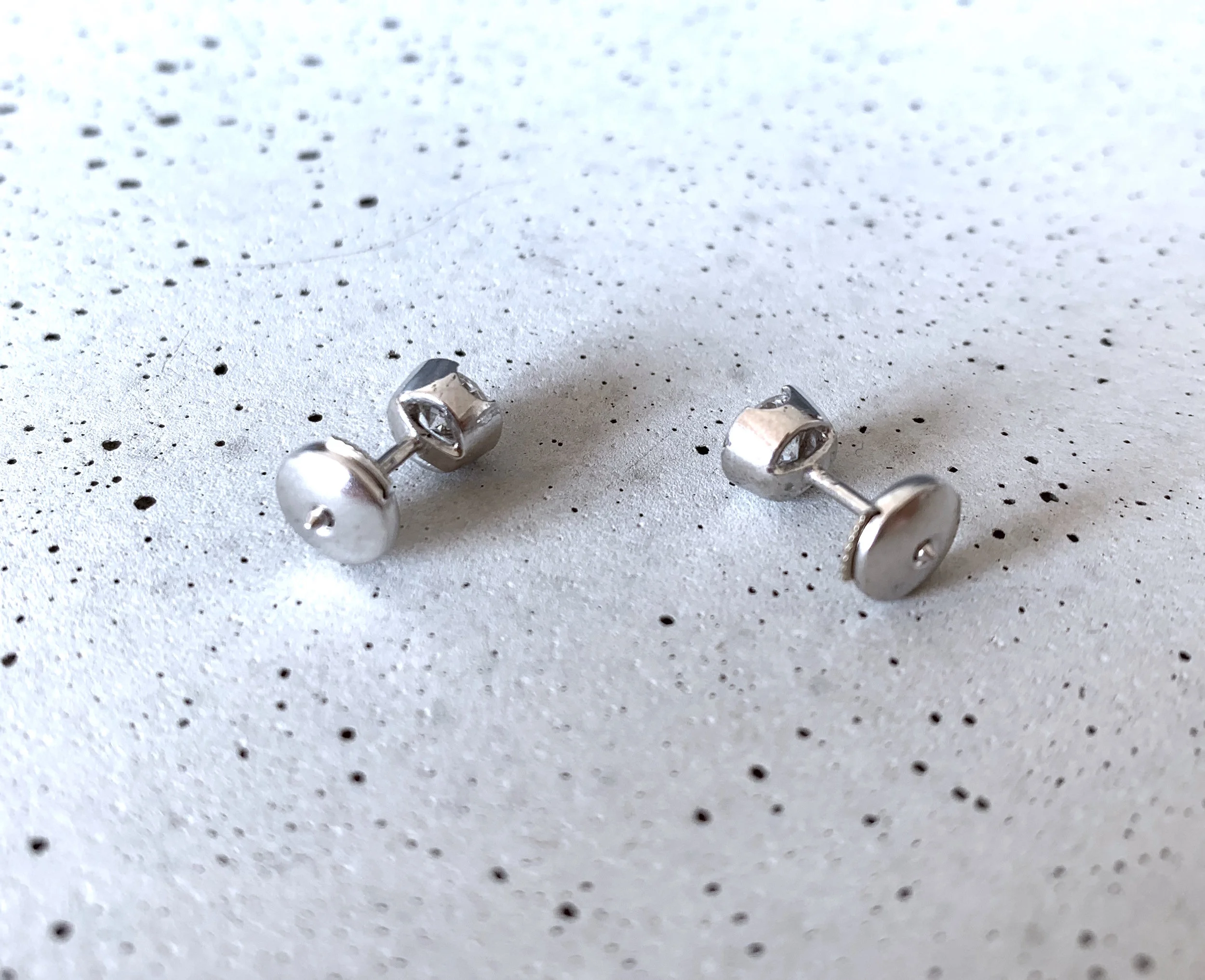 Boucles D'oreilles Anciennes En Or Blanc 18k Avec Diamants Taille Ancienne - Vintage Années 1910