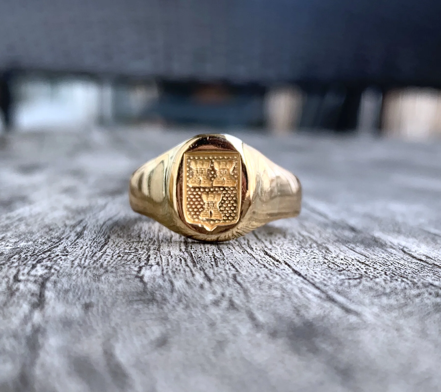 Gravure Héraldique Chevaliere Ancienne Homme Avec Armoirie