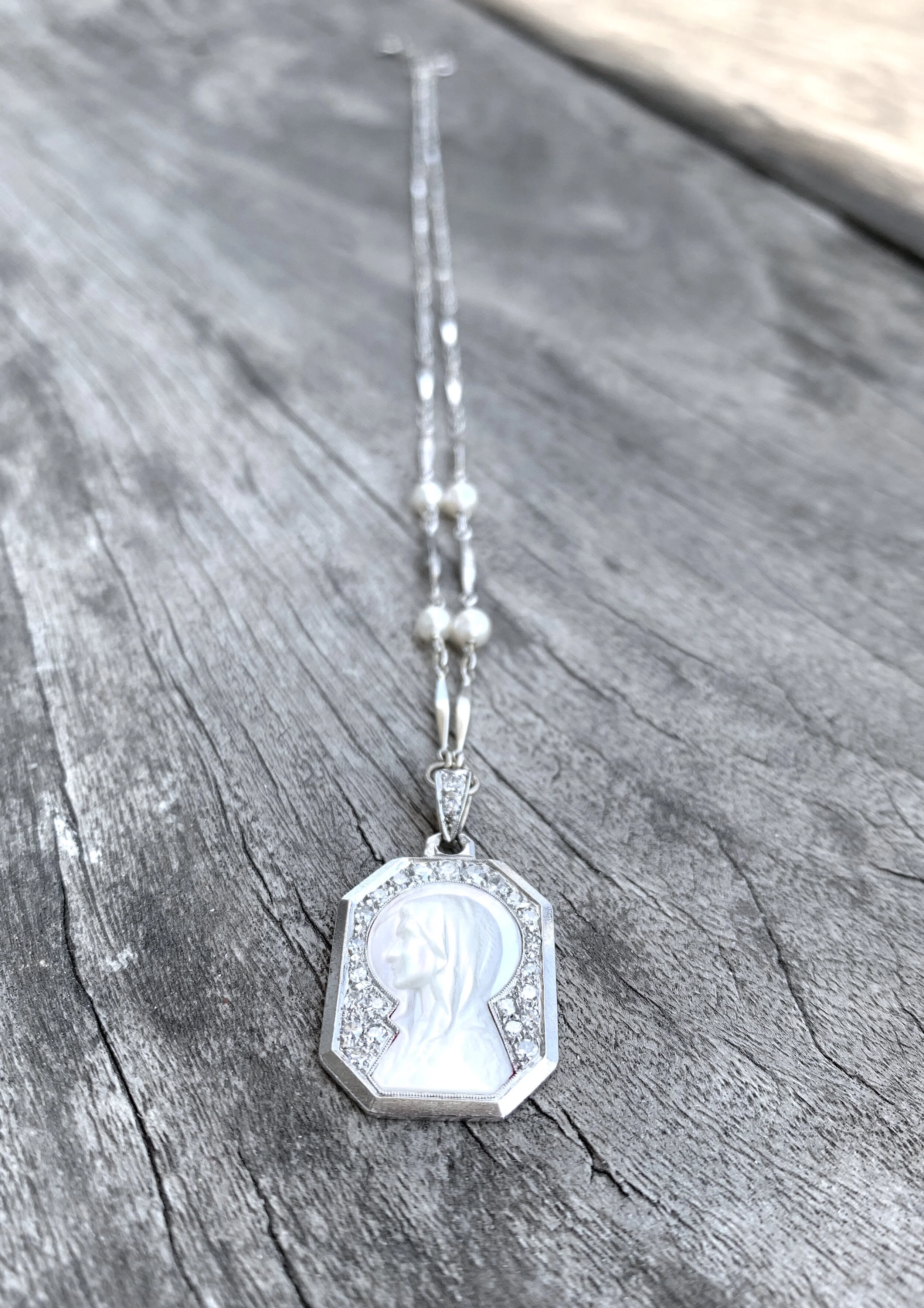 Pendentif Ancien Argent Et Camée Nacre - Bon état - Pièce Unique