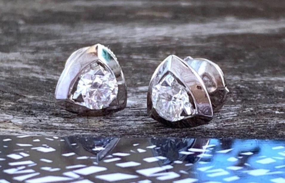 Boucles D'oreilles Clip Vintage GR Paris - Signées Georges Rech - Métal Argenté