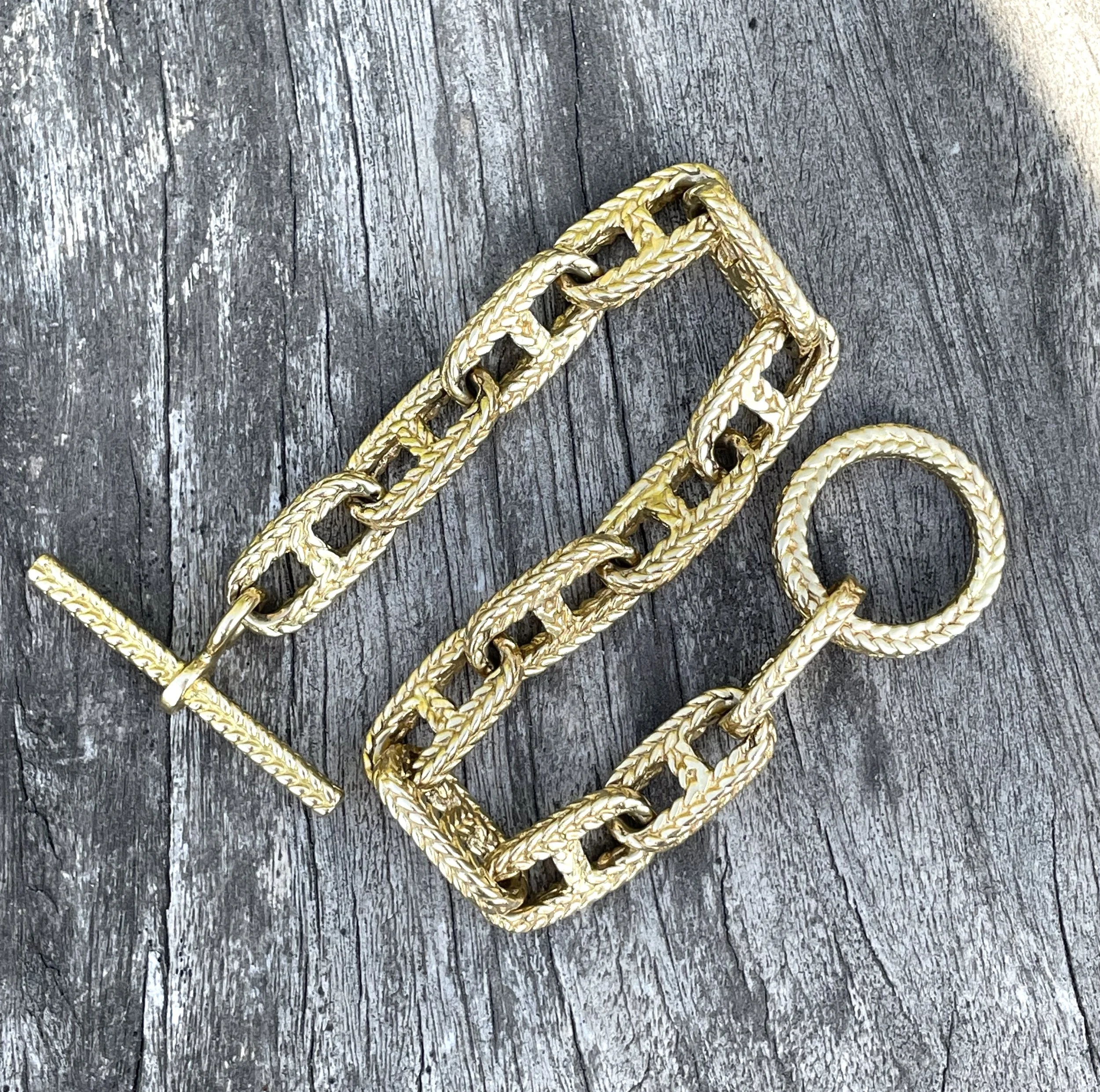 Bracelet vintage en or jaune maille marine tressée