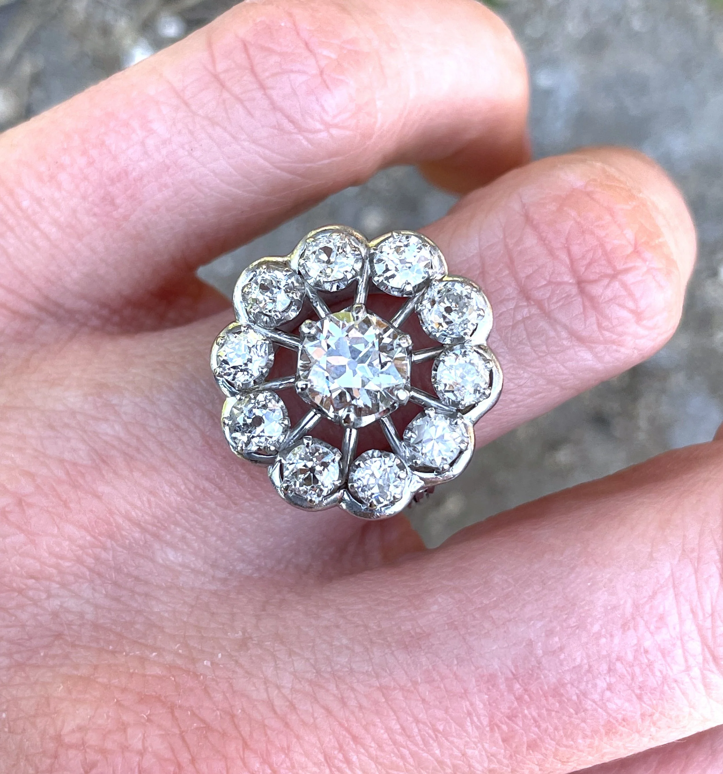 Alliance Ancienne En Platine Et Diamants Taille 53 - Bague Vintage Authentique