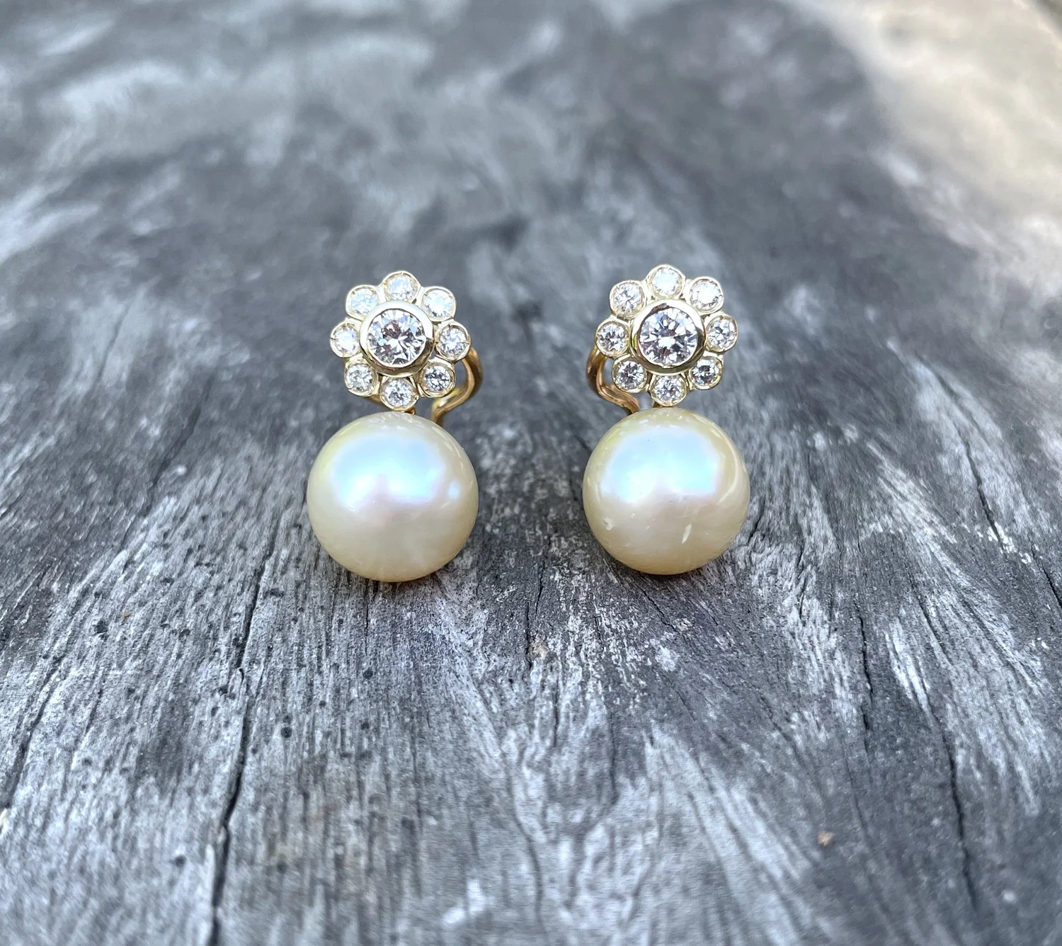 Paire De Boucles D'oreilles – Plaqué Or, Perle, Vintage, Occasion