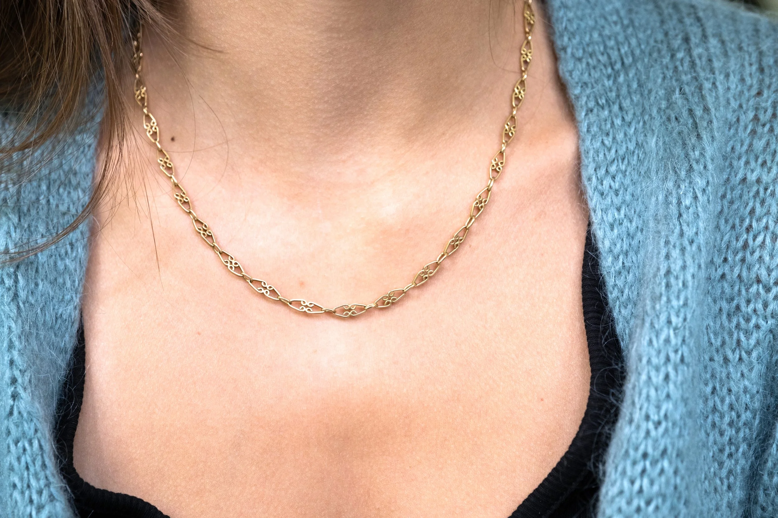Collier En Or Jaune 18 Carats - Chaîne Filigranée 43 Cm - Occasion