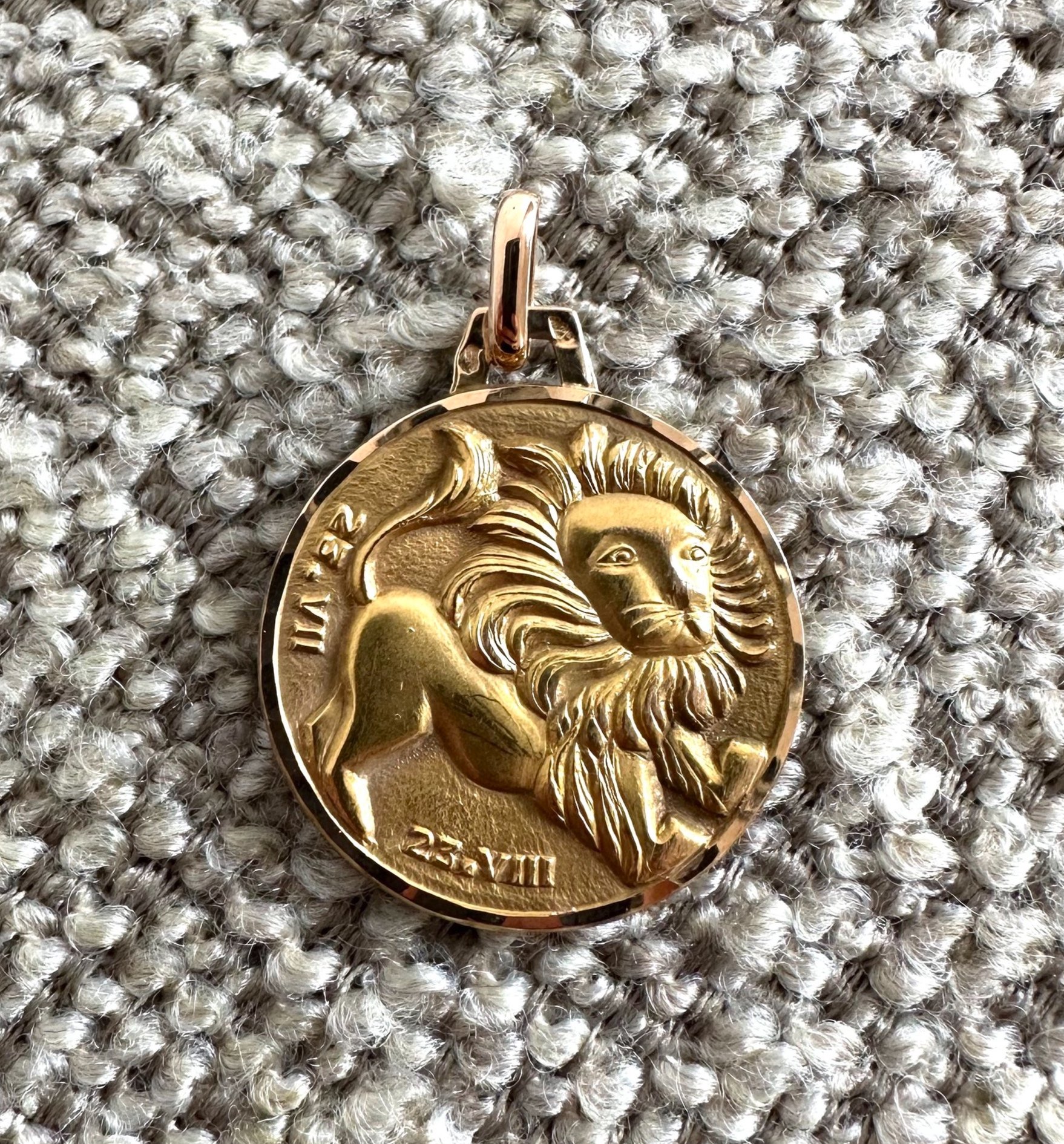 Collier Sautoir Ancien Début 1900, France, Plaqué Or Avec Pendentif En Verre