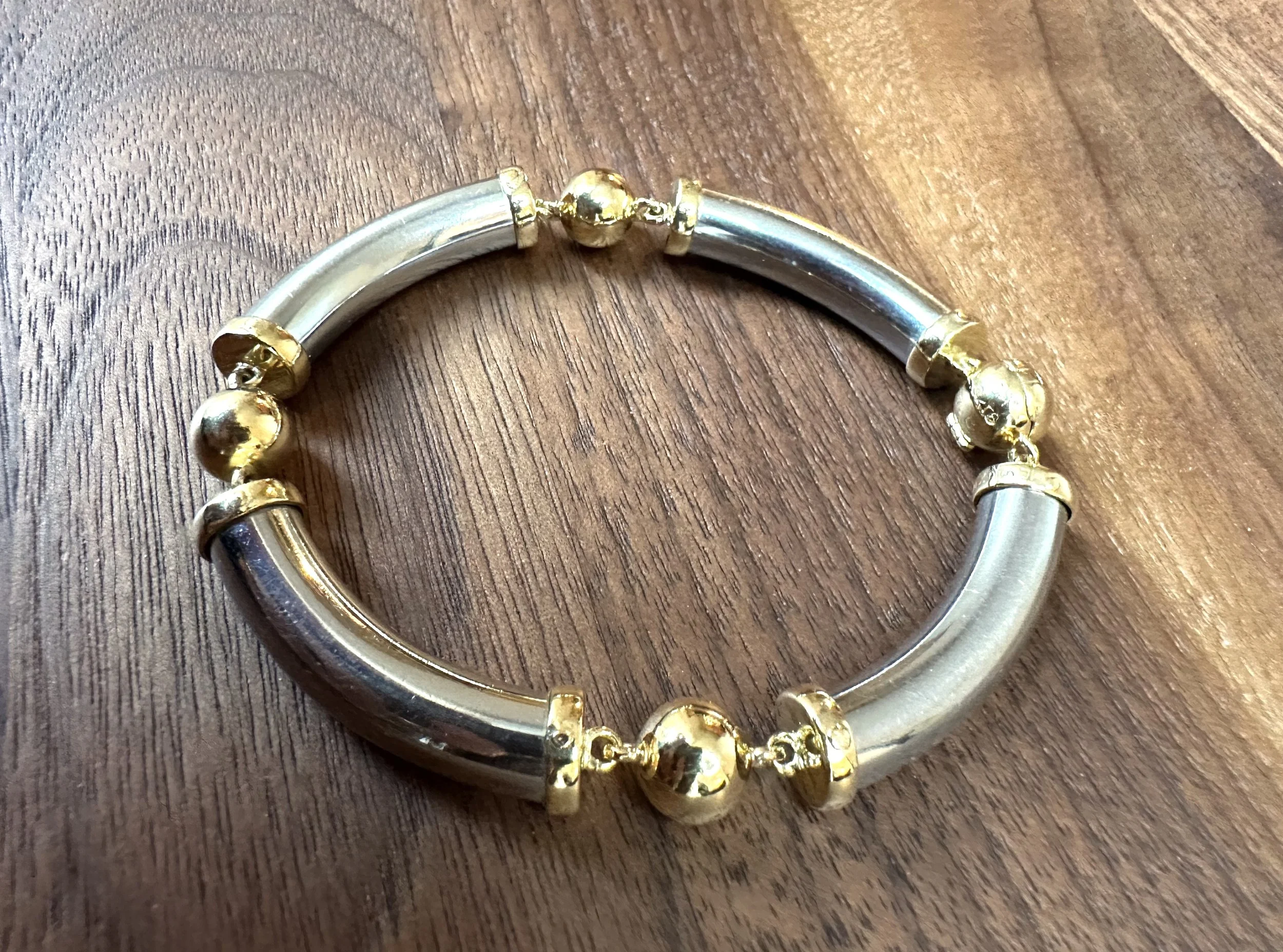 Bracelet En Argent Massif Vintage Années 70 - Design Abstrait, 22,26 Grammes, Sans Fermoir, Occasion