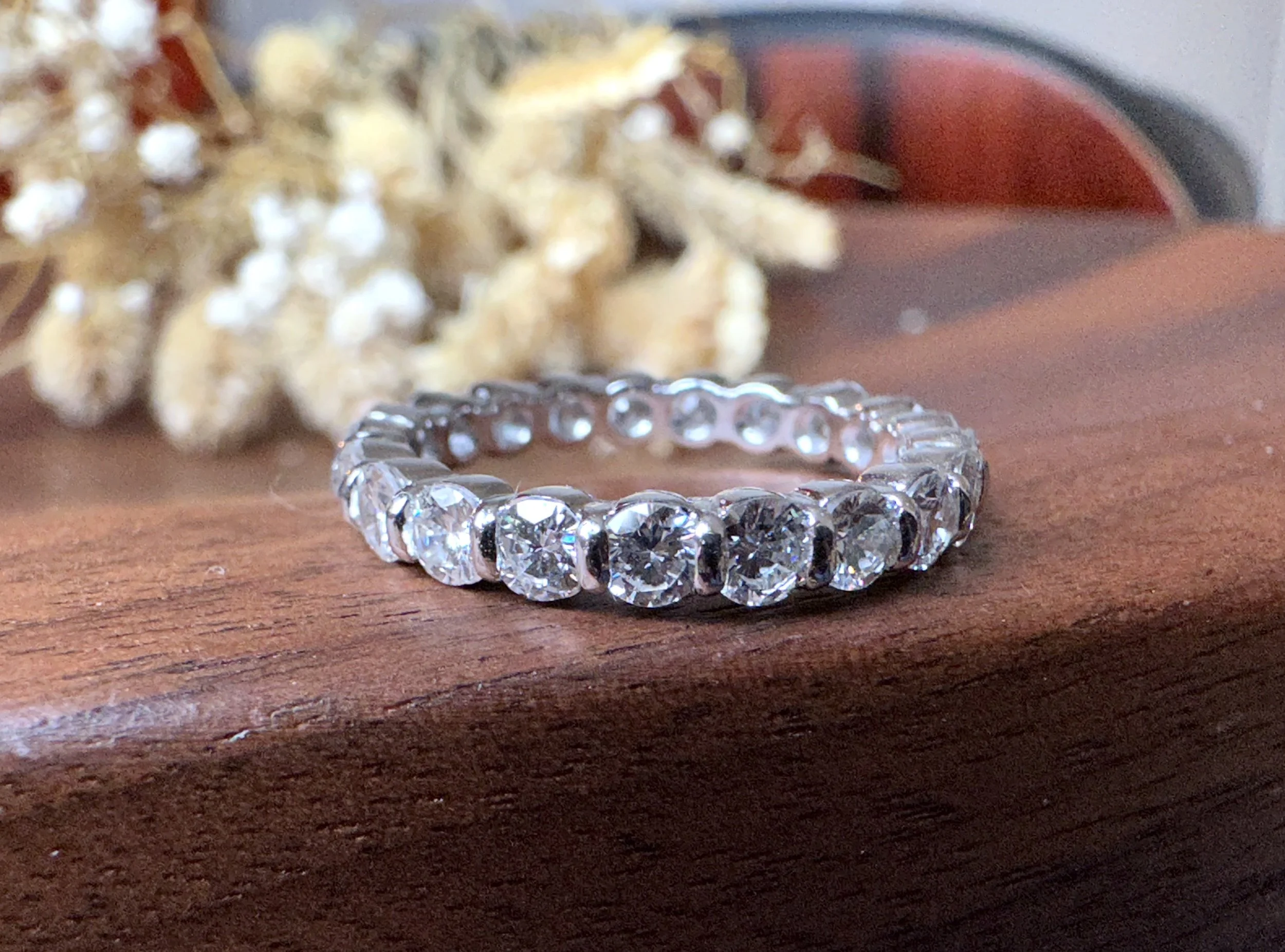Alliance Argent 925 Rhodiée - Taille 50, Rail 4mm Avec Diamants Cz Ronds 3mm - Neuf Avec étiquettes