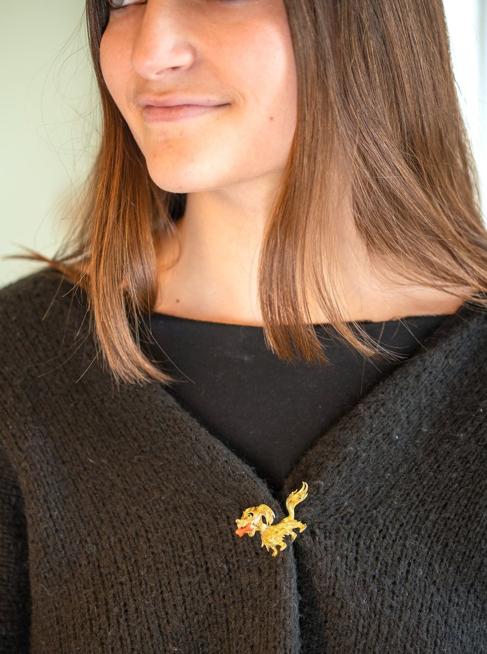 Broche Vintage Nounours En Bois - Style Rétro Amusant