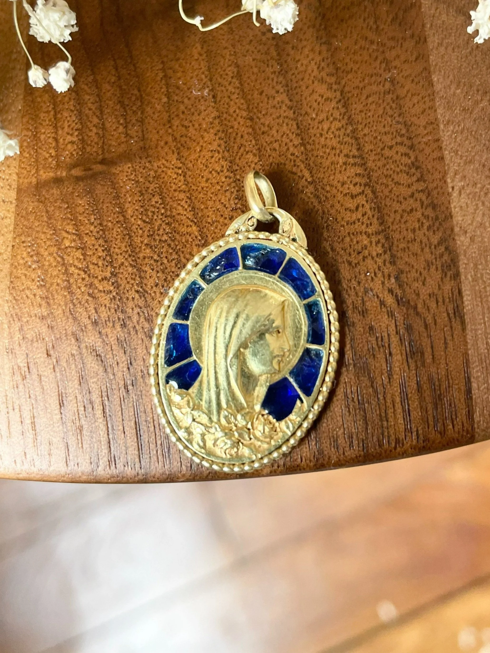 Médaille ancienne de la vierge signée du graveur Mazzoni