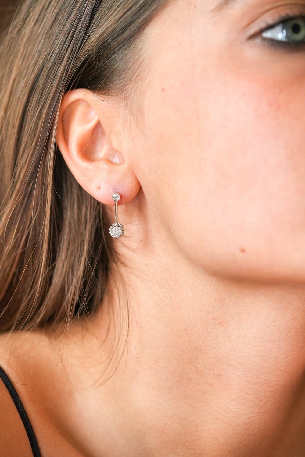 Boucles D'oreilles Pendantes Vintage Anciennes - Longueur Environ 5,4 Cm - Occasion En Bon état Général