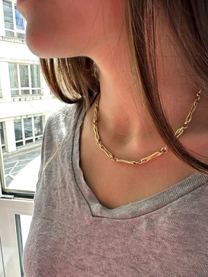 SPLENDIDE COLLIER CALVIN Klein Dore Gros Maillons Fantaisie/Neuf/Ecrin Griffe EUR 35,00 - FR