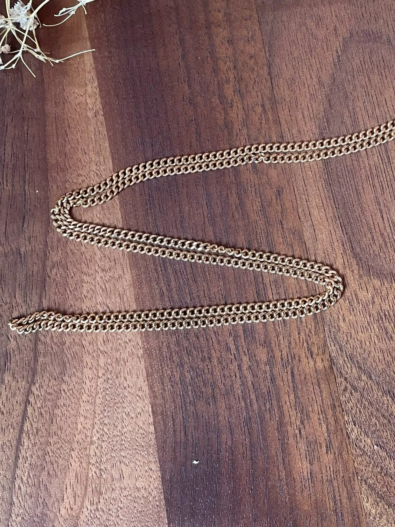 Sautoir vintage en or rose 18cts maille gourmette 63cm